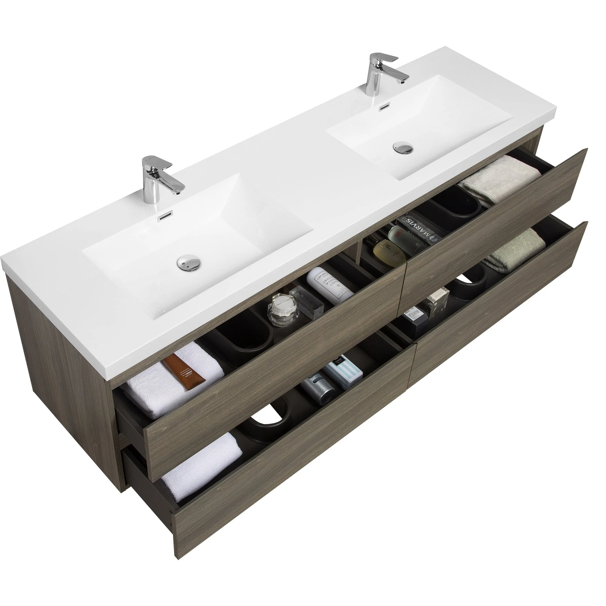 MDF Floating Bathroom Vanity with Integrated Resin Sink