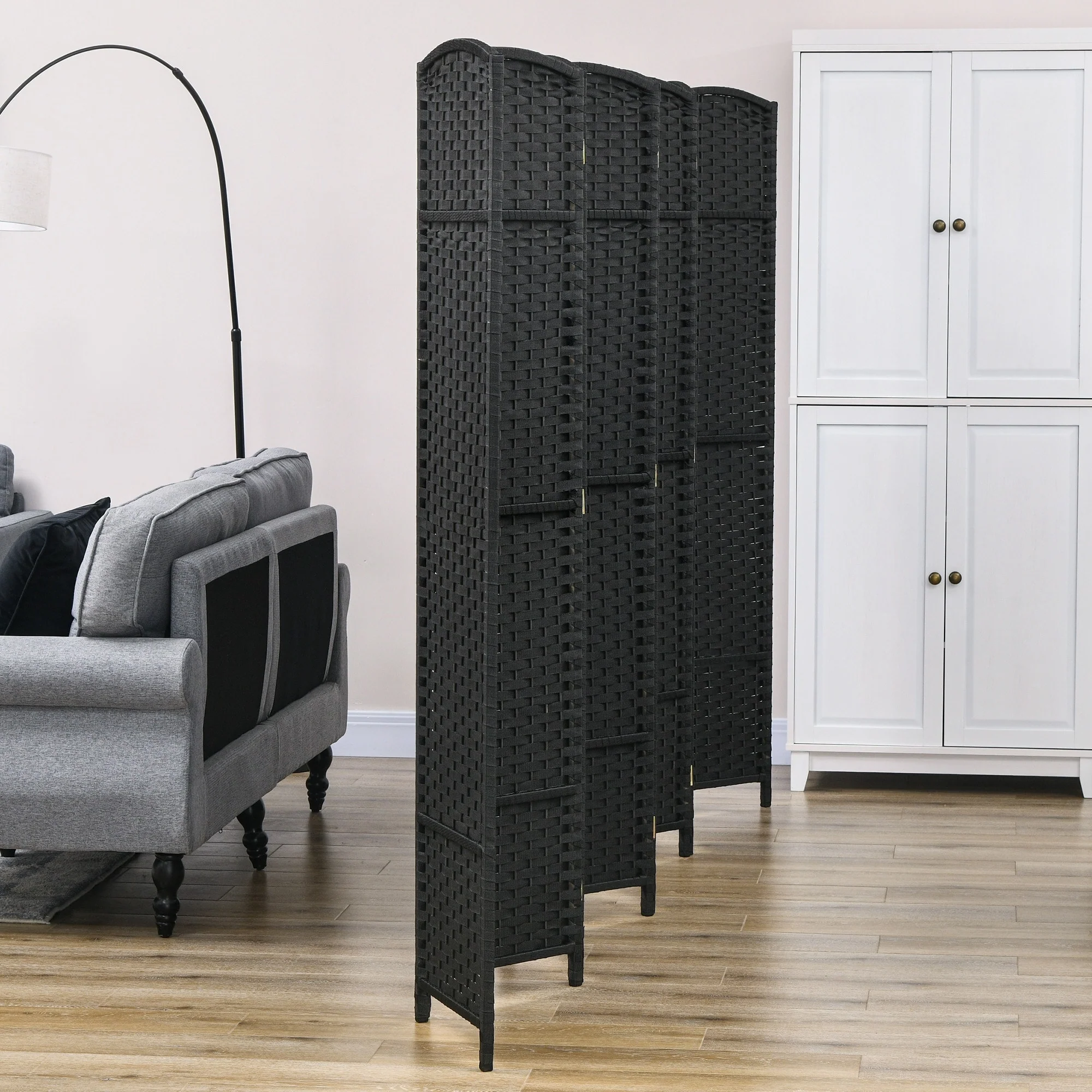 HOMCOM Room Divider, 8 Panel Folding Privacy Screen, 5.6' Tall Freestanding Wall Partition