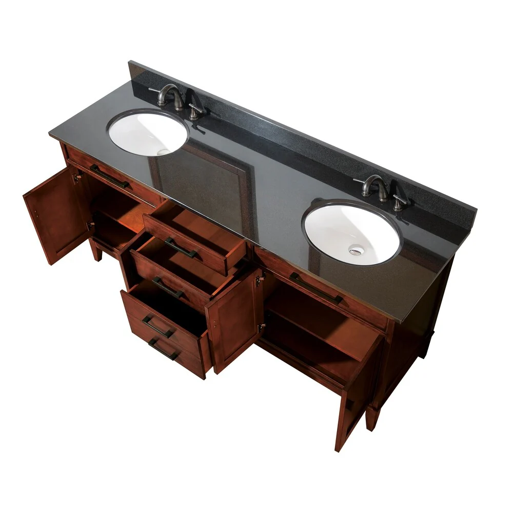 Avanity Madison 72-inch Double Vanity in Tobacco Finish with Dual Sinks and Top