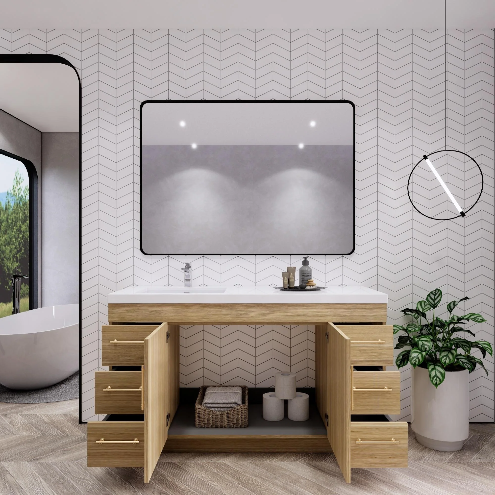 Eliza 60'' Freestanding Vanity with Single Sink on the Left