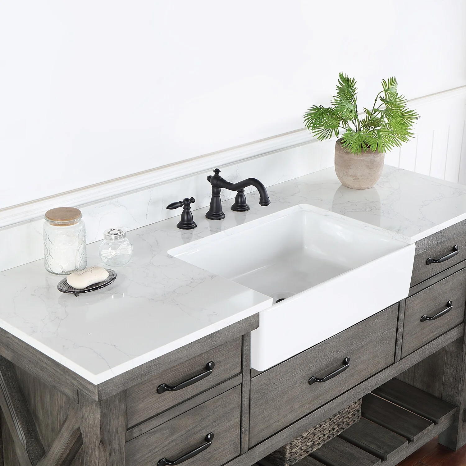 Villareal Bath Vanity with Composite Stone Top without Mirror