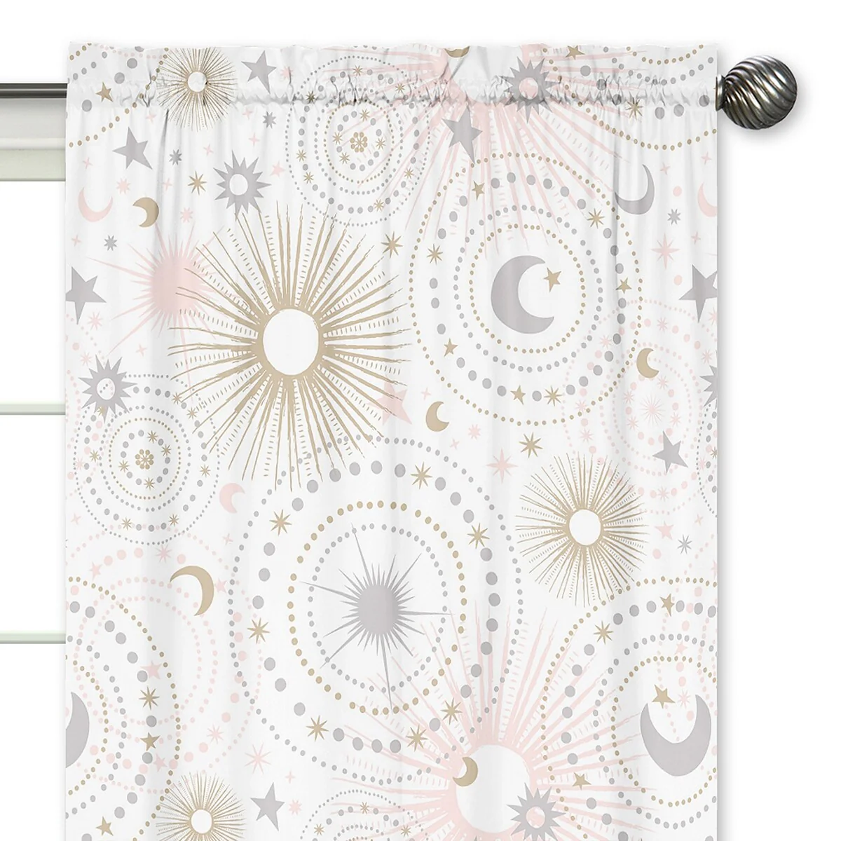 Sweet Jojo Designs Pink, Gold and Grey Star and Moon Celestial Collection 84-inch Window Treatment Curtain Panel Pair