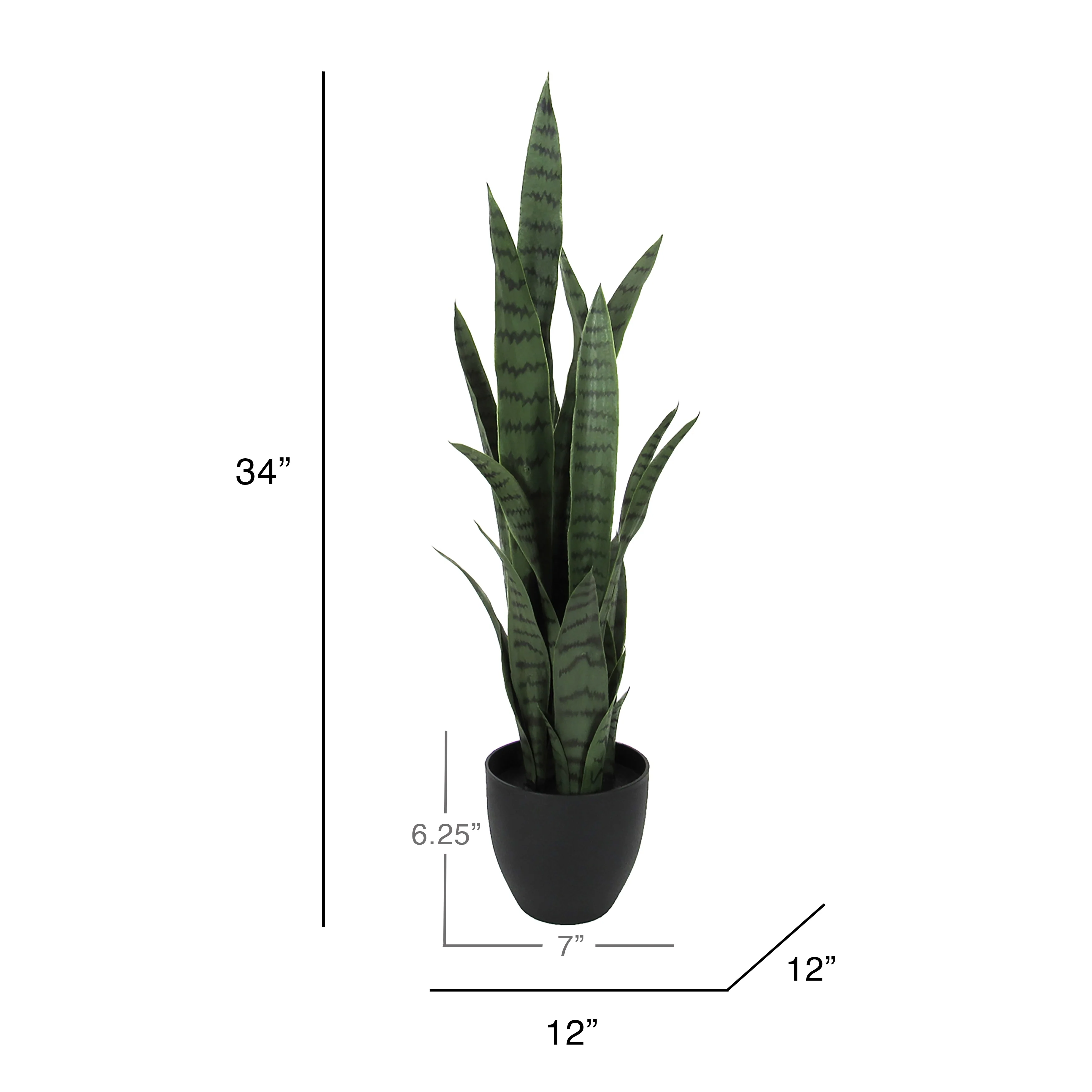 Artificial Sansevieria Snake Plant in Black Pot