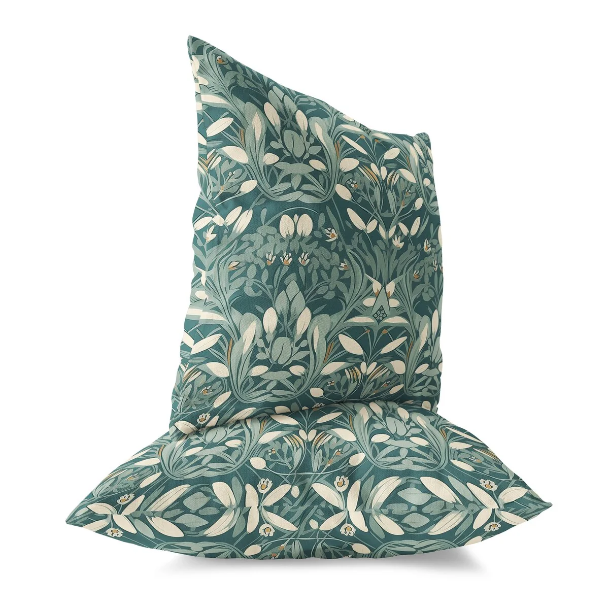Green And White Petal Mirage Indoor/Outdoor Throw Pillow Zipper