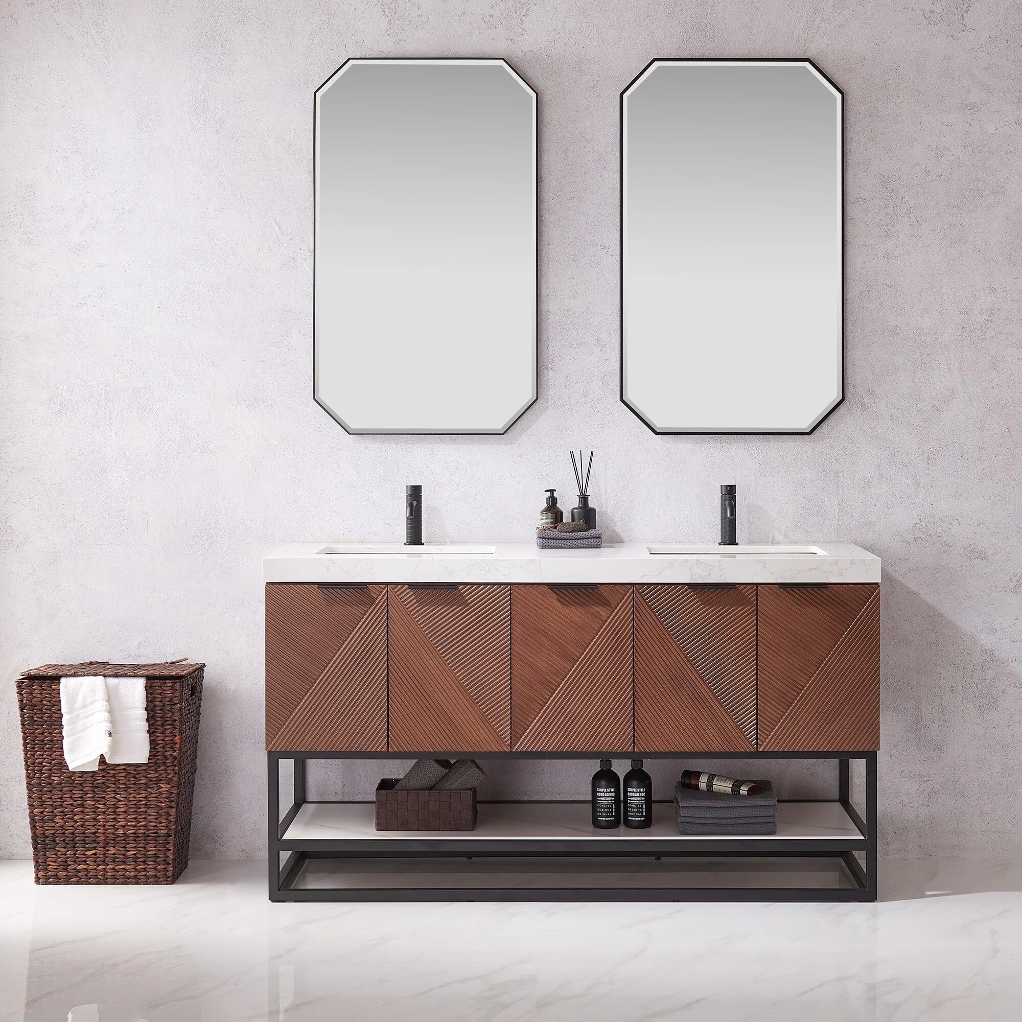 Mahon Double Bath Vanity with Composite Stone Top without Mirror