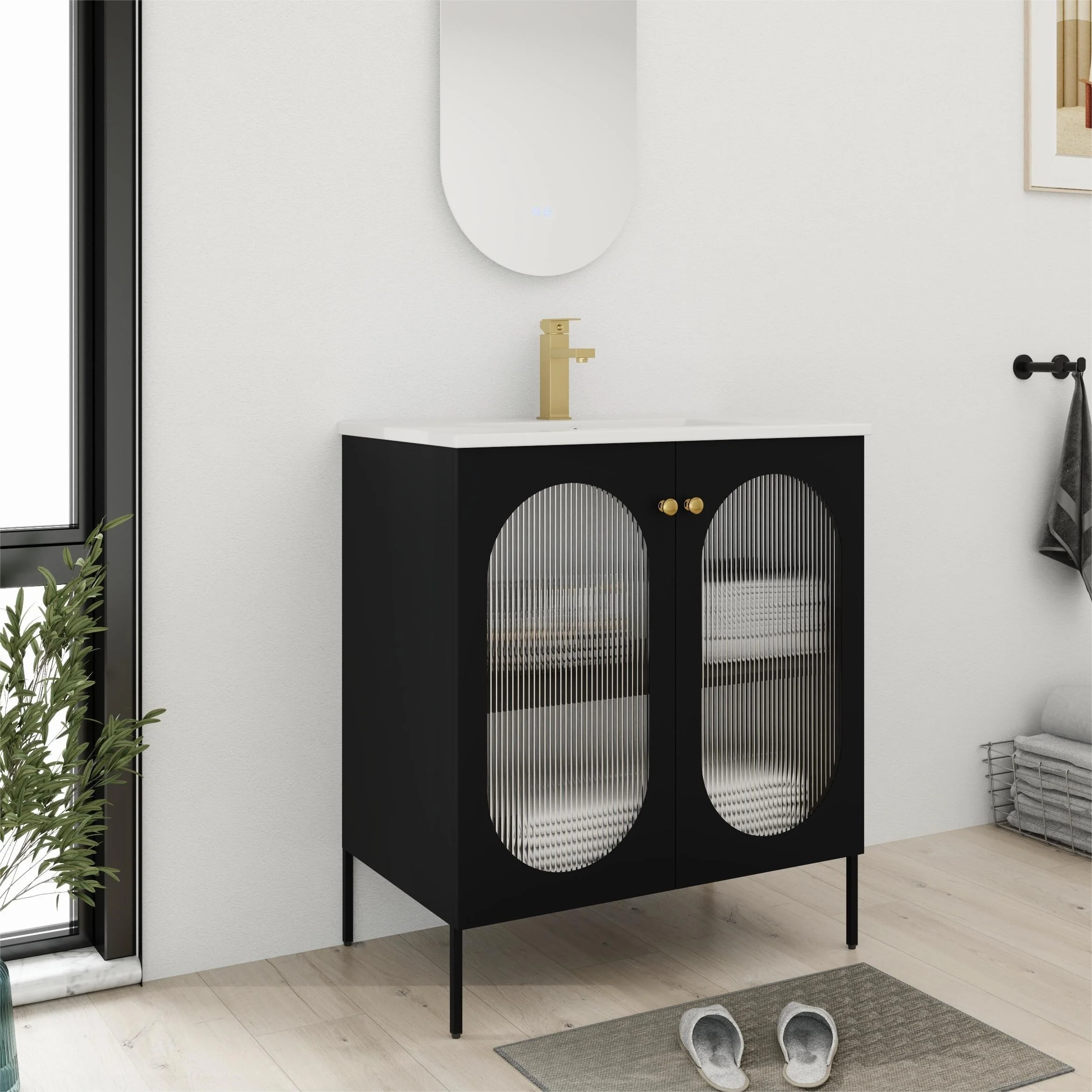 Bathroom Vanity With Sink In 30 Inch, Freestanding Bathroom Vanity With Soft Close Door