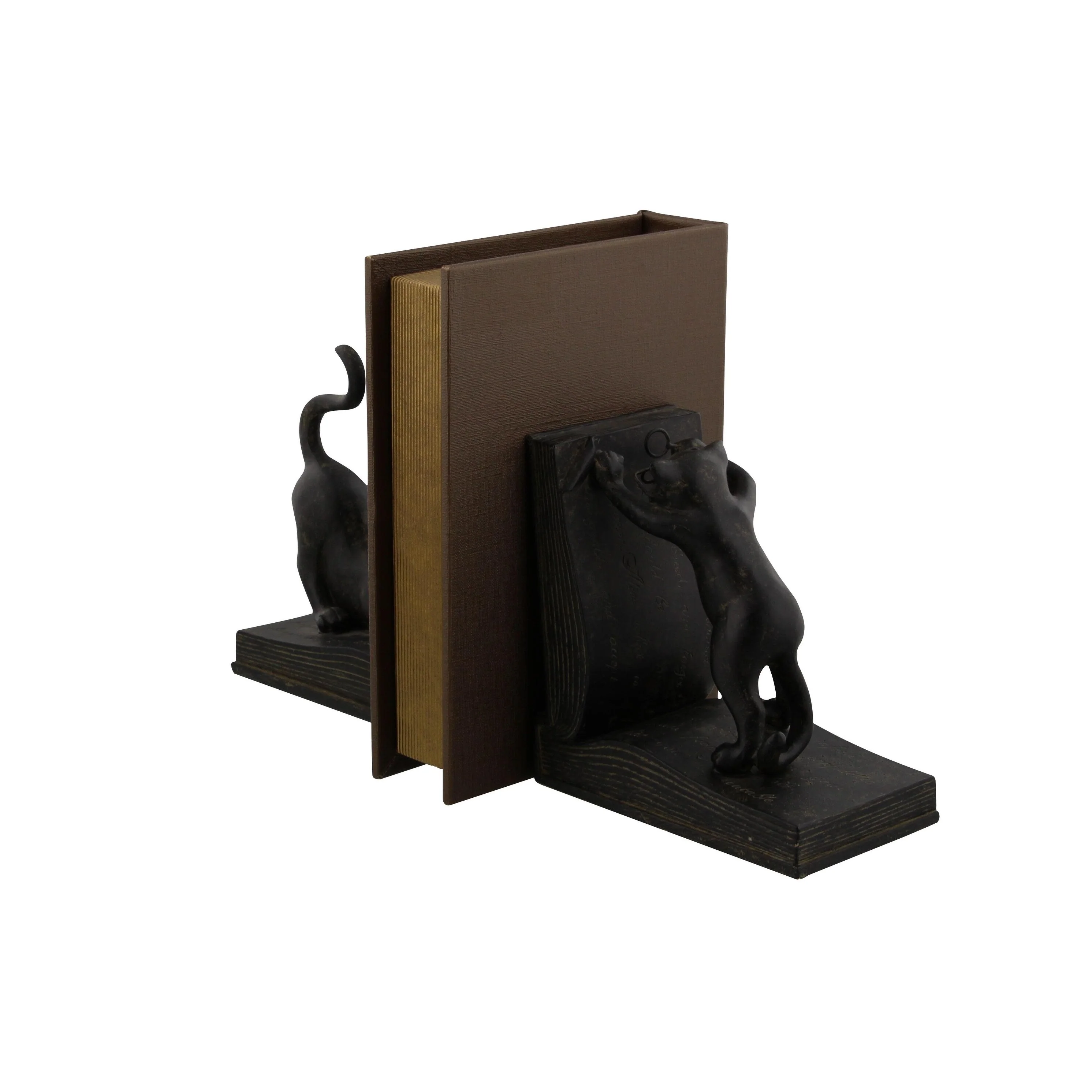Black Polystone Eclectic Bookends Animals (Set of 2)