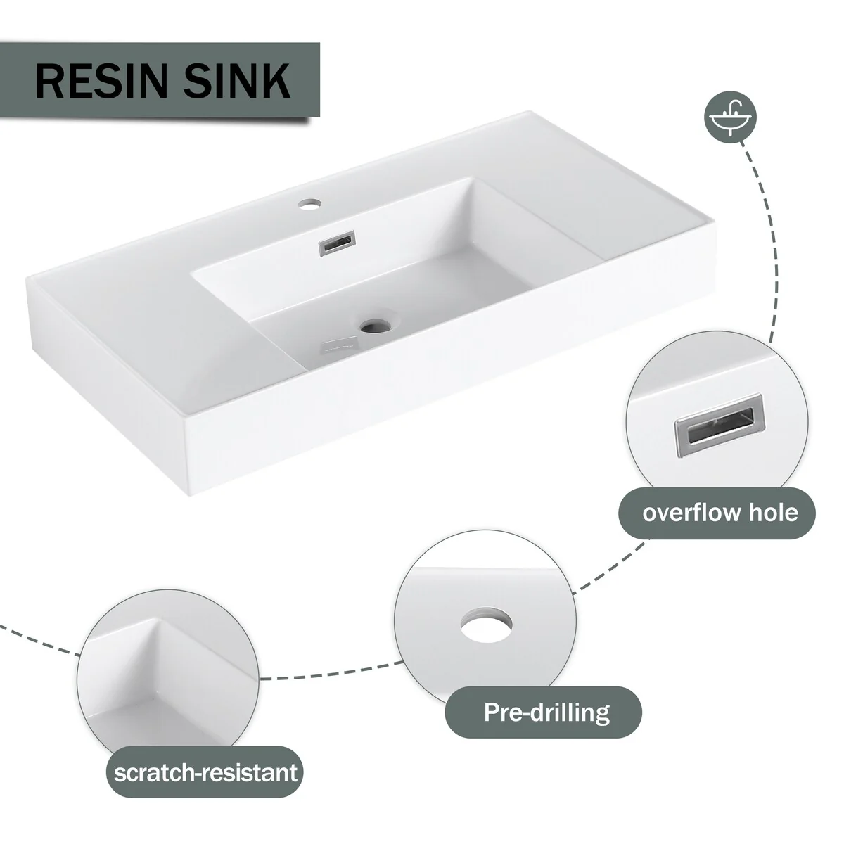 Bathroom Vanity With Sink In 24/30/36 Inch, Floating Bathroom Vanity with Soft Close Door