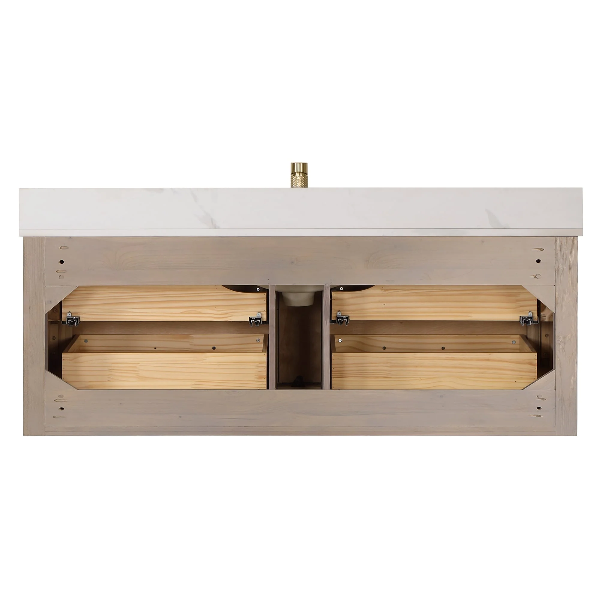 Cristo Floating Bath Vanity with White Quartz Stone Top and Mirror
