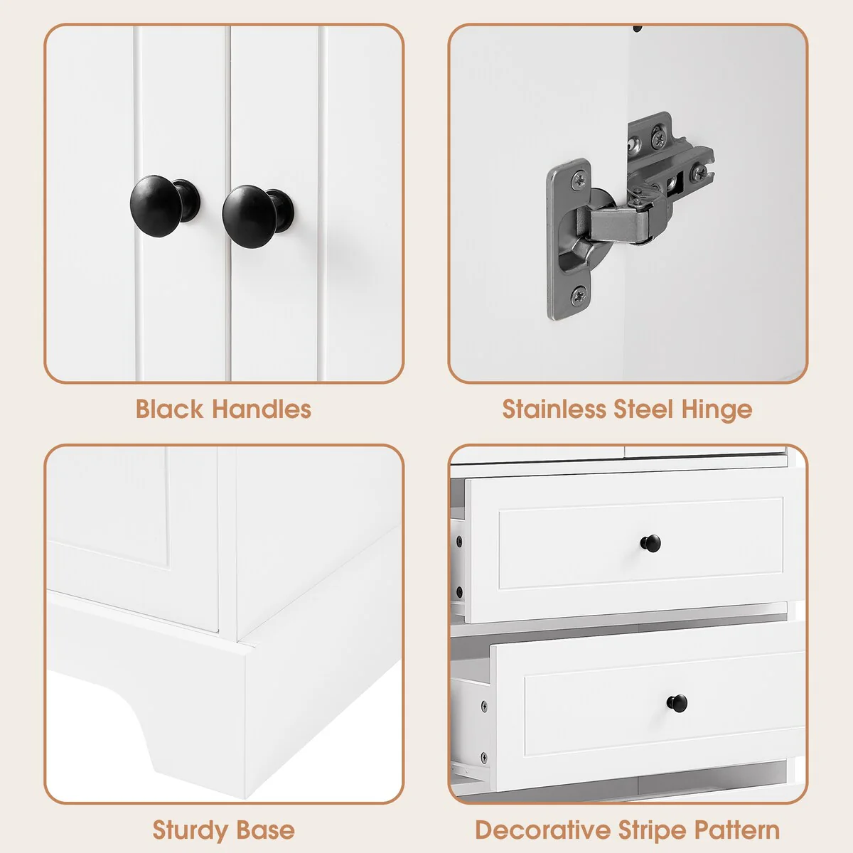 23.6 in. W x 15.7 in. D x 68.1 in. H Linen Cabinet with 2 Doors and 4 Drawers