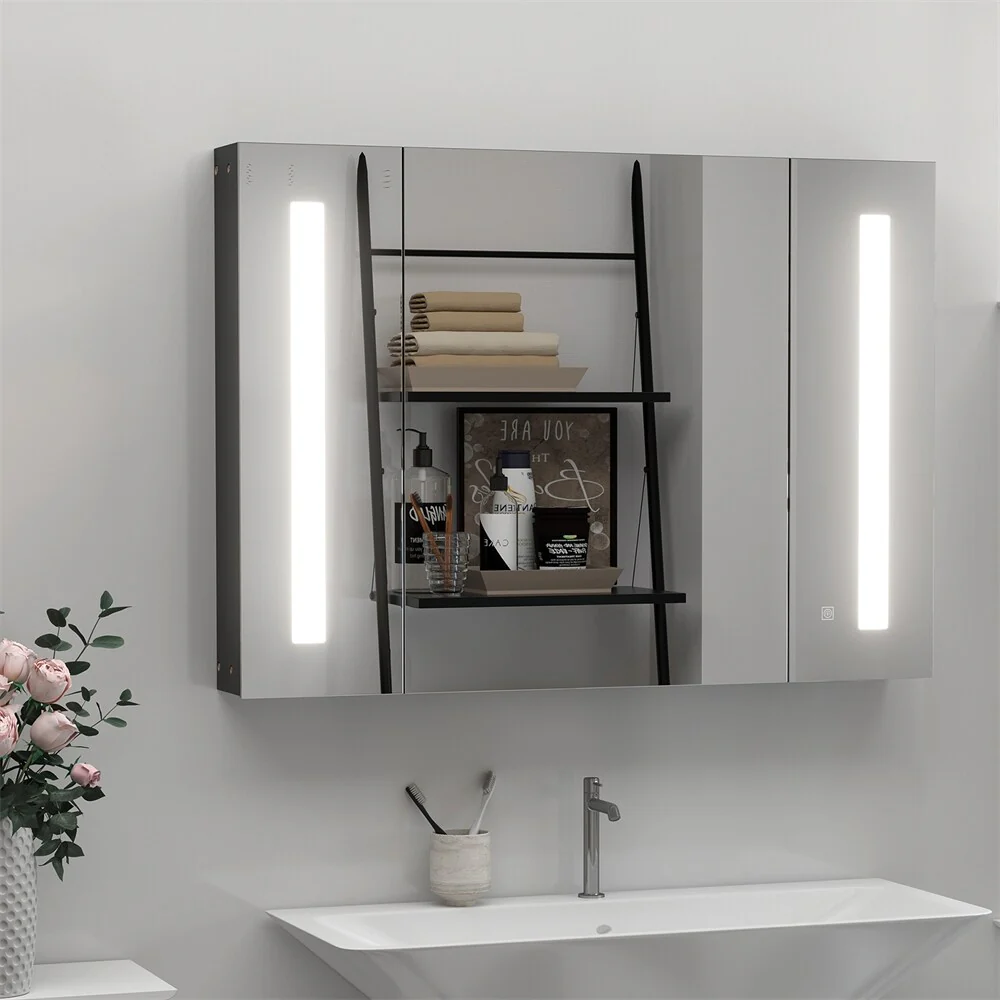 LED Lighted Medicine Cabinet w/Mirror,Wall Mounted Bathroom Cabinet