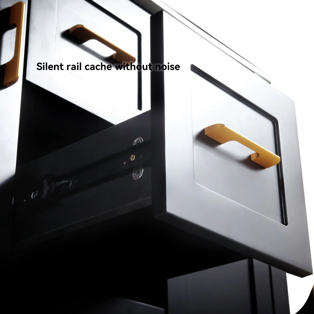 Bathroom Vanity with Single Sink, Wood Storage Cabinet with 2 Soft Closing Doors, Freestanding Vanity Cabinet with 3 Drawers