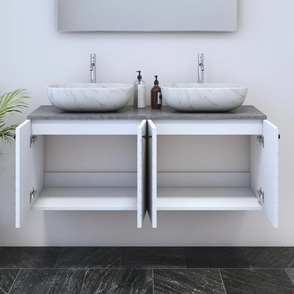 Avela 4D 120 Double Sink Floating Bathroom Vanity (48