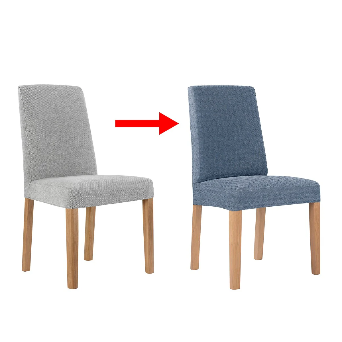 No. 918 Sparta 2-pack Houndstooth Textured Stretch Fit Elastic Dining Chair Cover Pair - 28