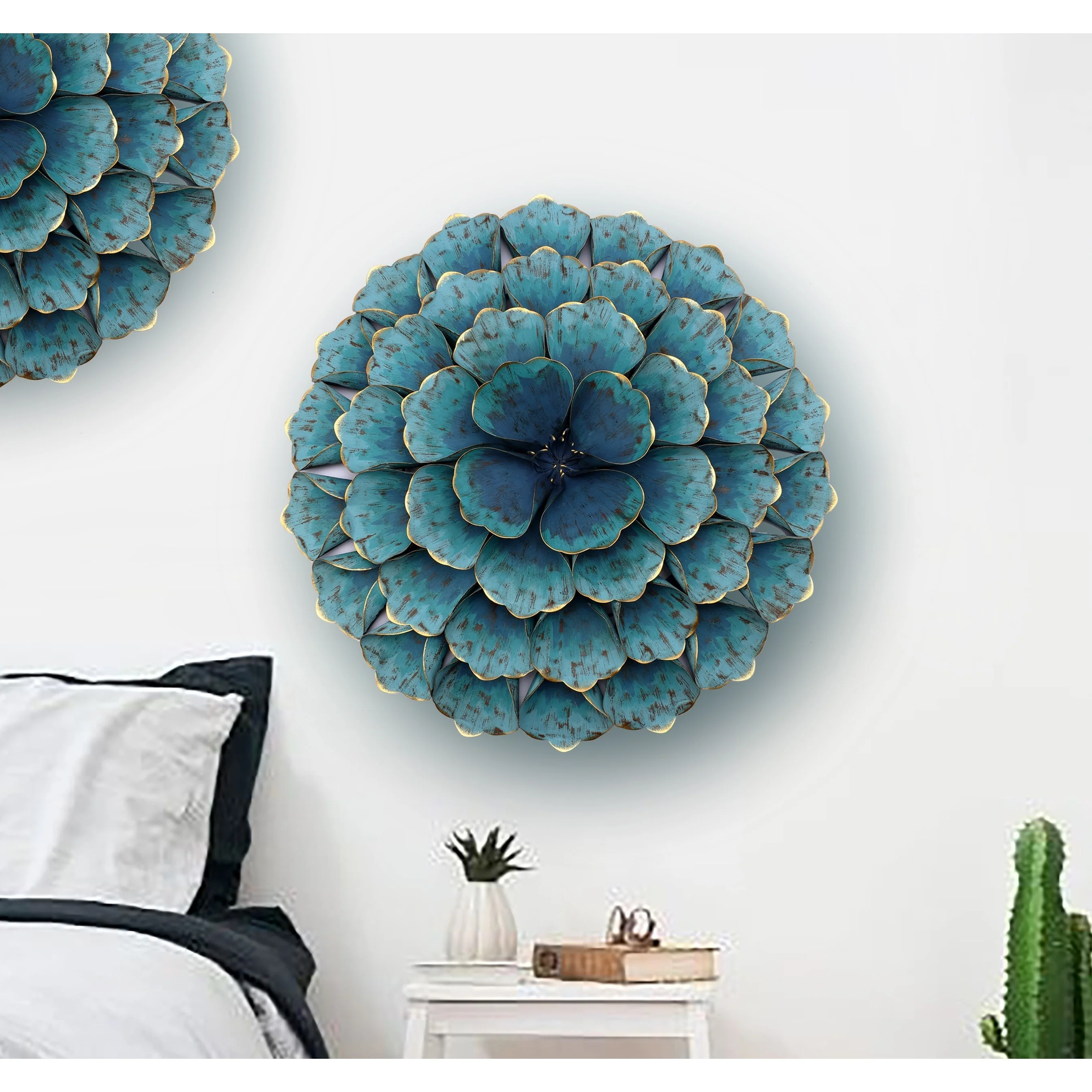 Carson Carrington Mjugg Teal Metal Flower Wall Art