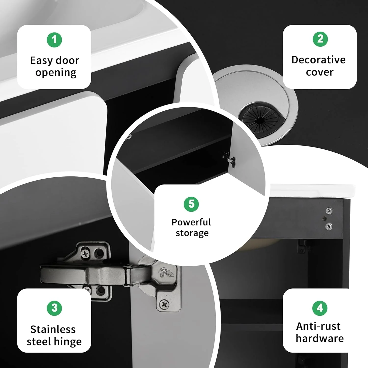 BNK 28/ 32/36/40 Inch Single Sink Bathroom Vanity with Soft Close Door, Modern Floating Vanity