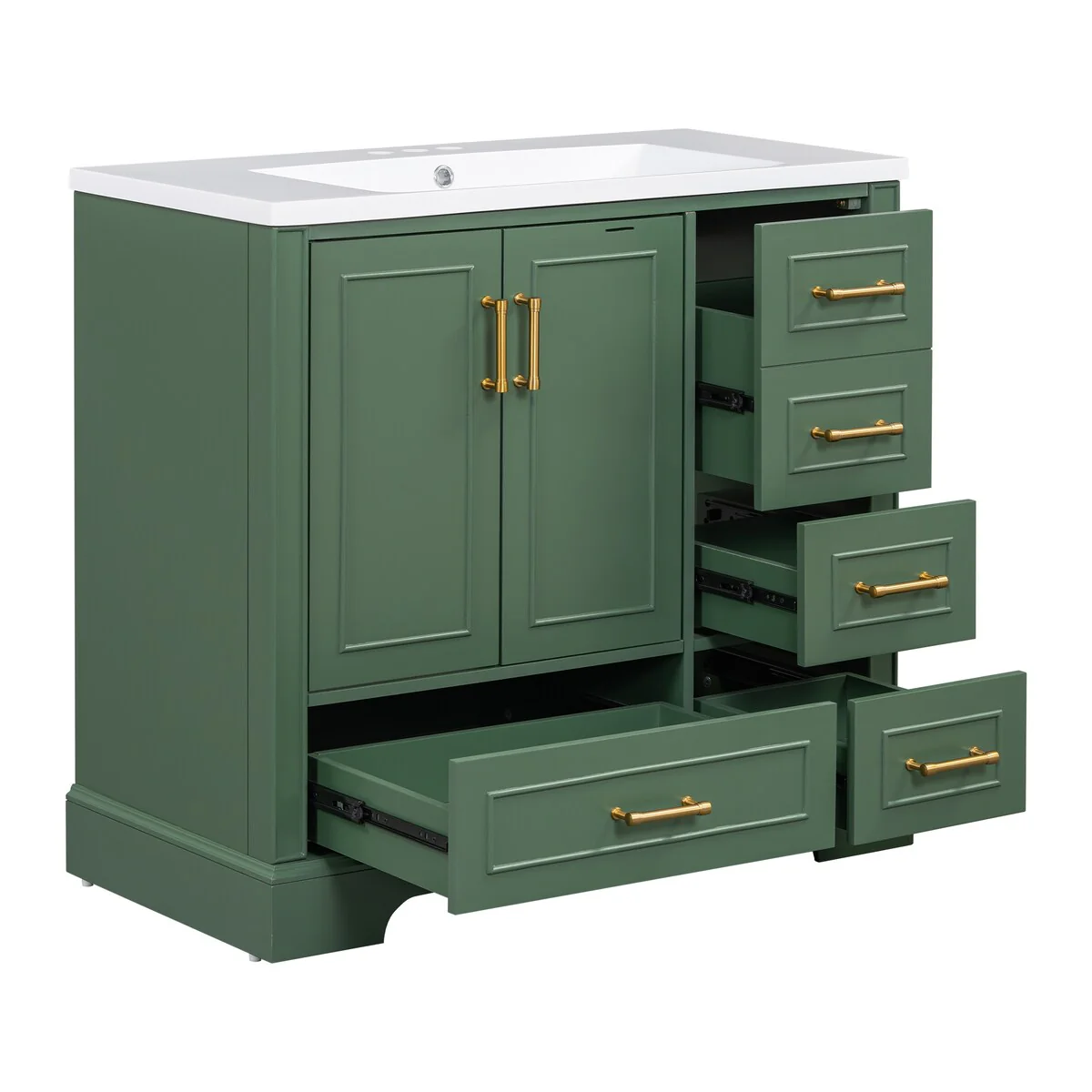 Bathroom Cabinet with Two Doors and Four Drawers
