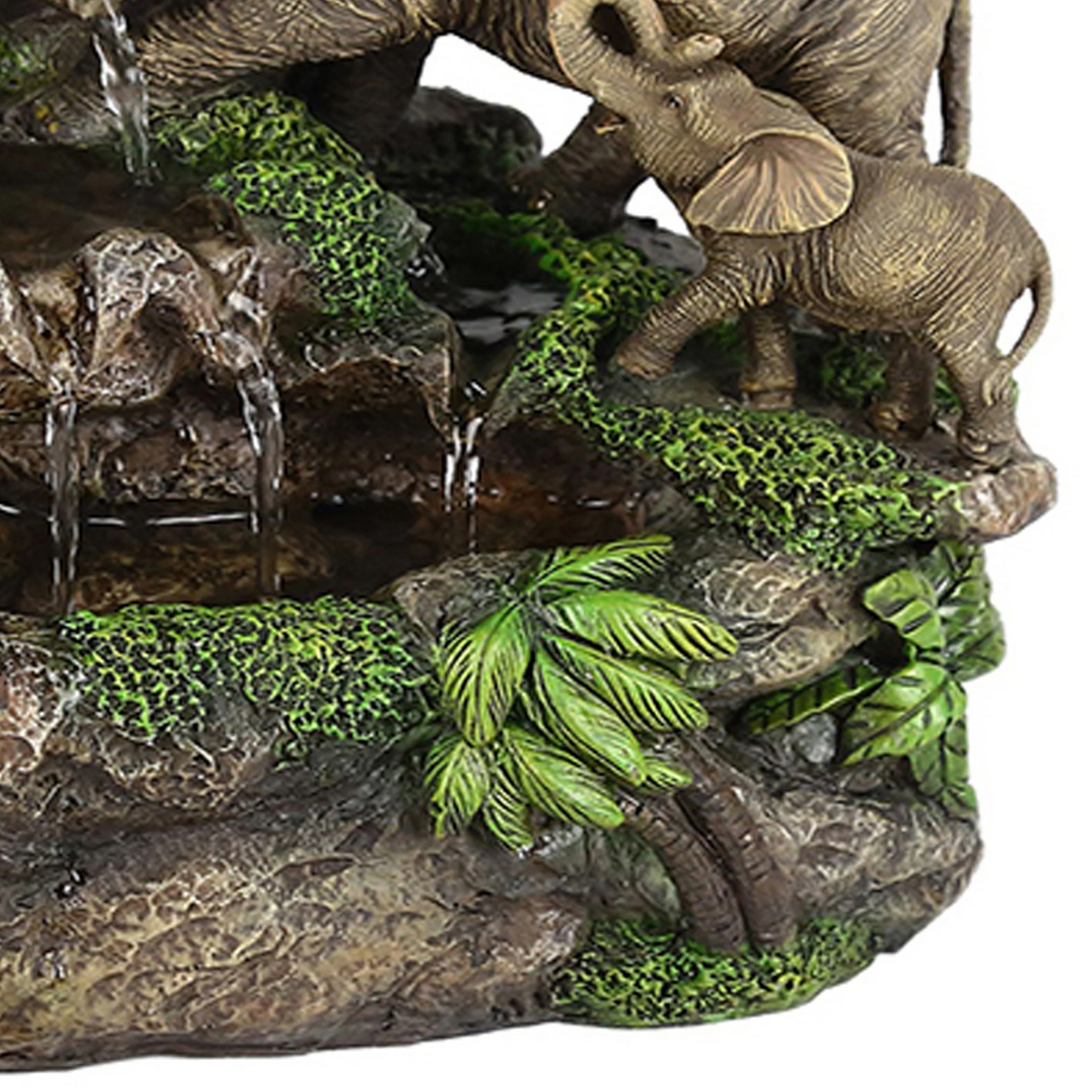 Eci 11 Inch Elephant Tabletop Water Fountain, Crystal LED Light, Multicolor