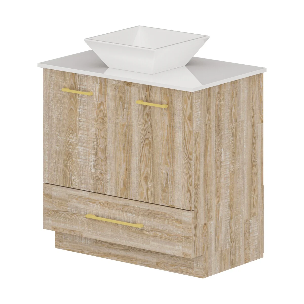 Bathroom Vanity with Ceramic Basin and Modern Medicine Cabinet Combo