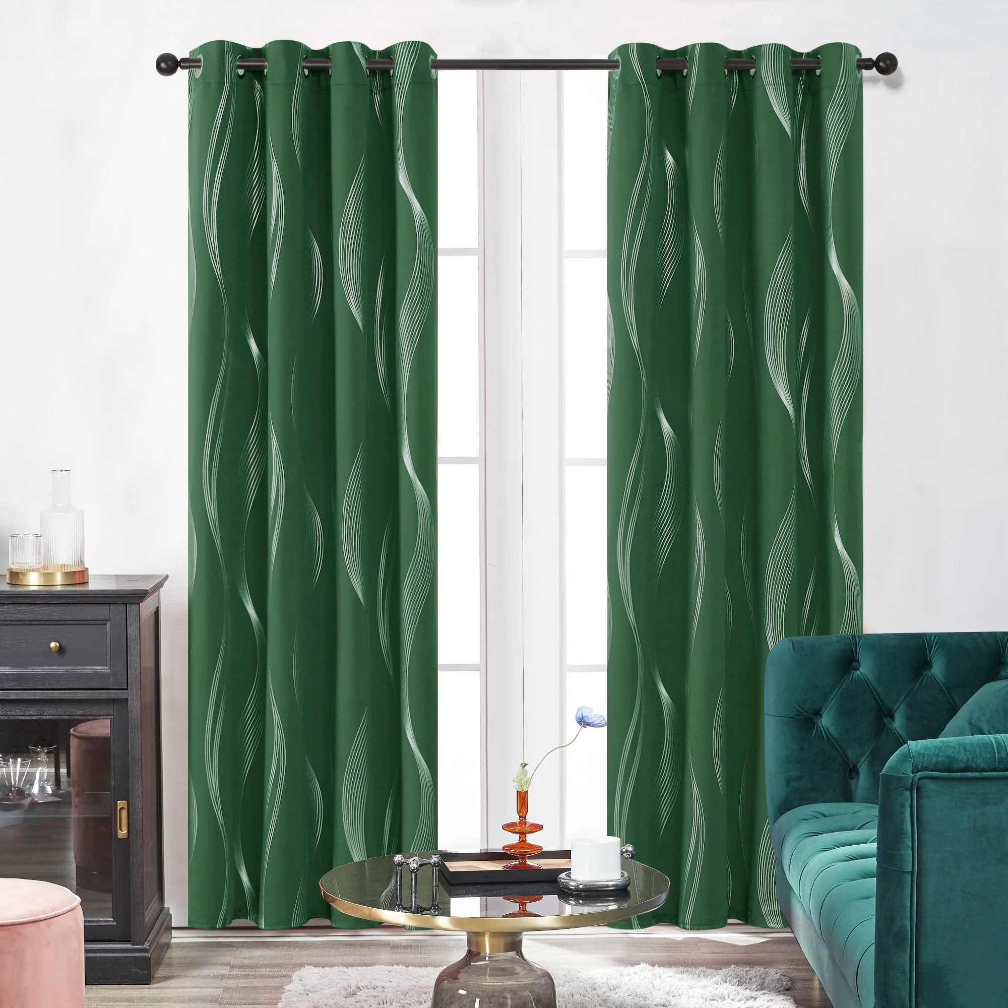 Deconovo Silver Wave 52 Width Curtain Panel Pair (2 Panel)