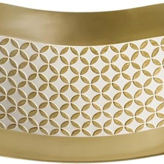 Creative Scents White and Gold Resin Lattice Centerpiece Dish