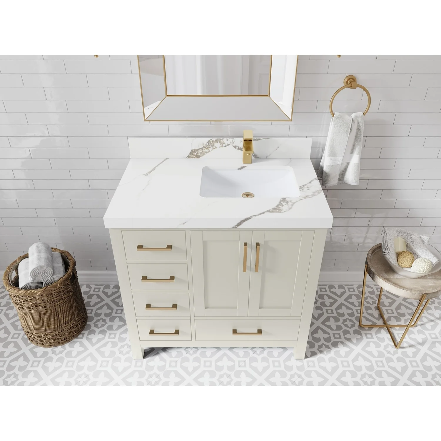 Willow Collections 36 in. W x 22 in. D Malibu Right Offset Sink Bathroom Vanity with Countertop