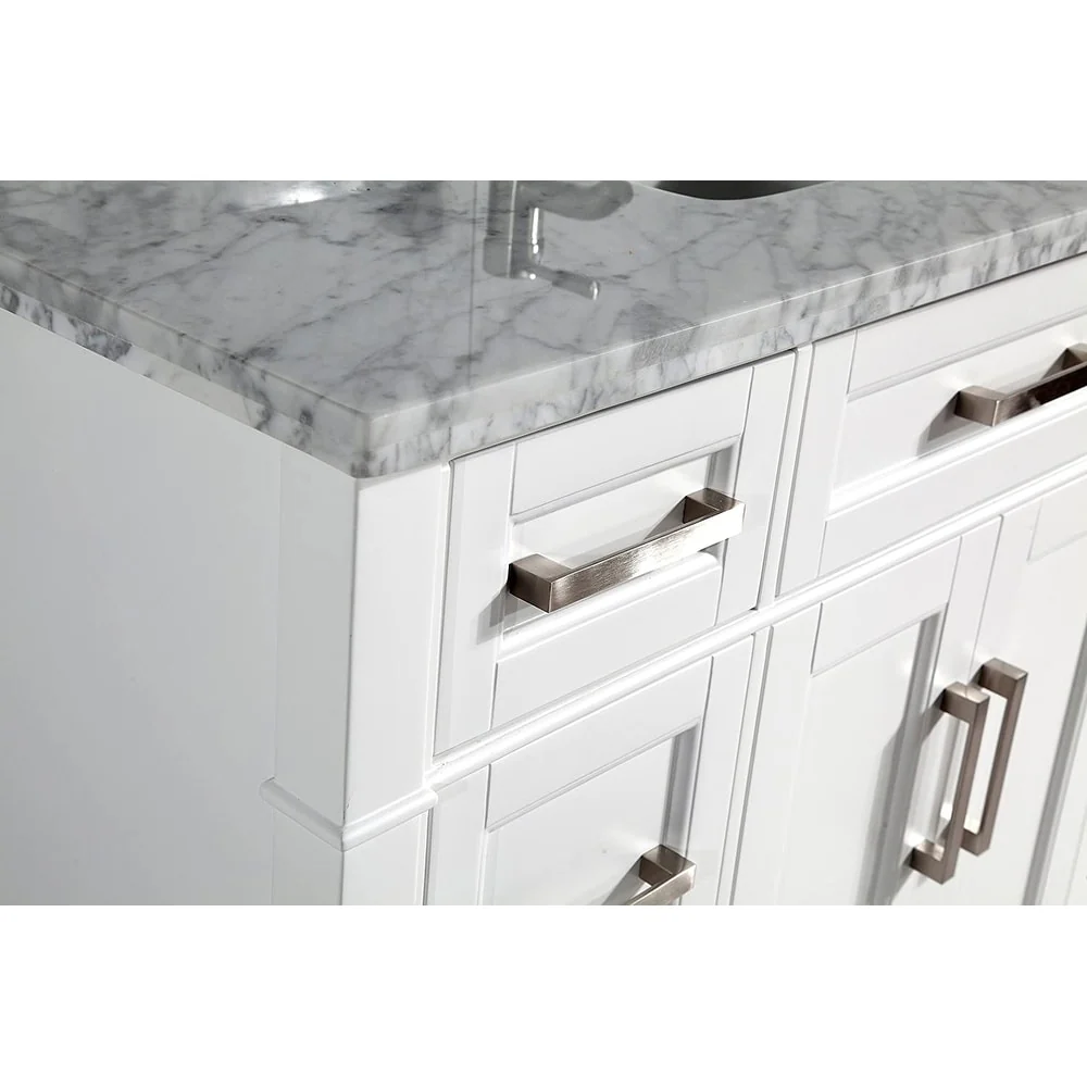 Vanity Art 60-Inch Single Sink Bathroom Vanity Set Carrara Marble Stone Top 7 Drawers 1 Shelf Undermount Sink with Free Mirror