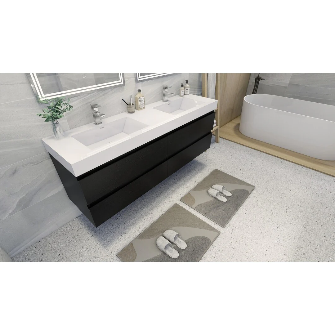 Baillie 72'' Wall-Mounted Vanity with Double Reinforced Acrylic Sink