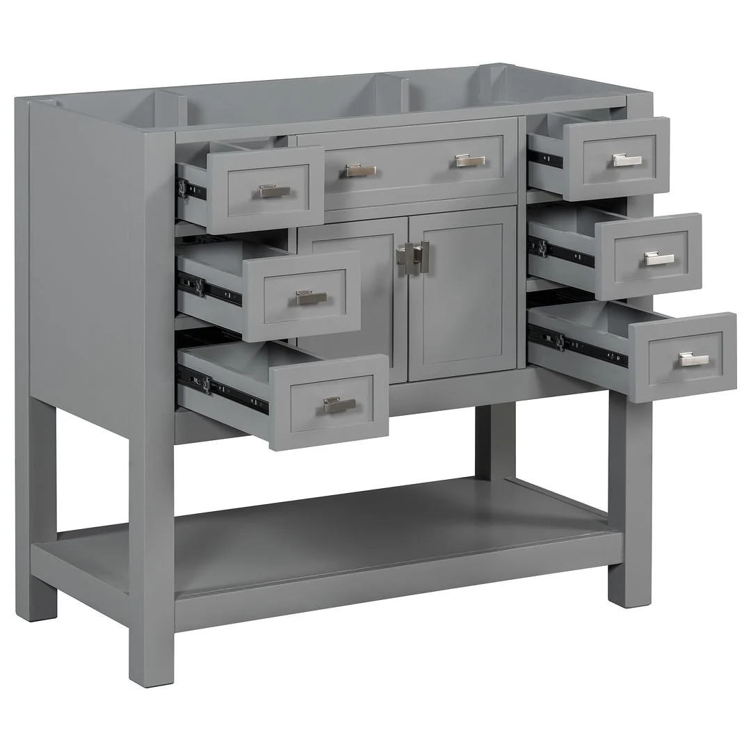 36'' Modern Bathroom Bathroom Vanity with Sink and 6 Drawers，2 Soft Closing Doors