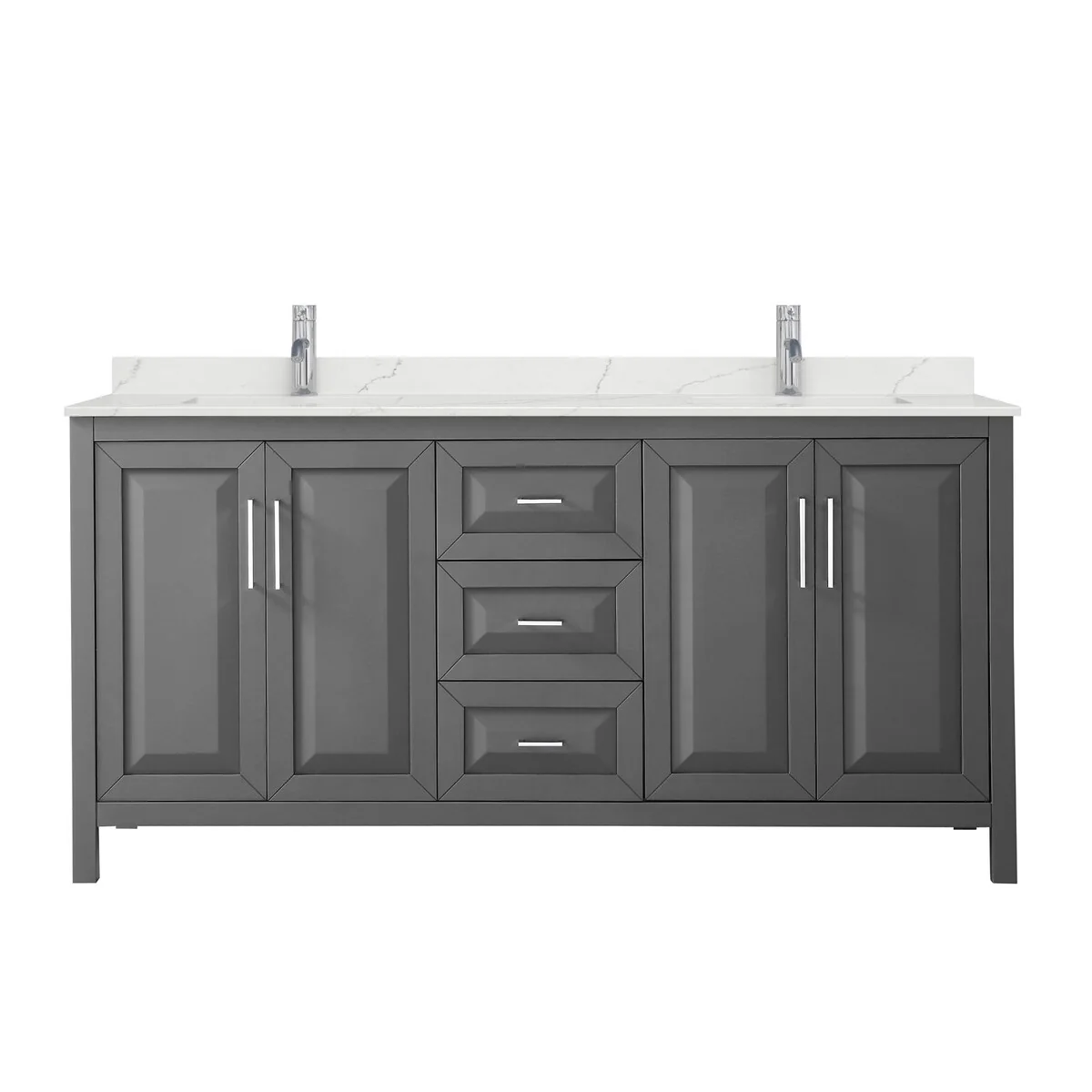Daria 72-inch Double Vanity, Single Hole Quartz Top
