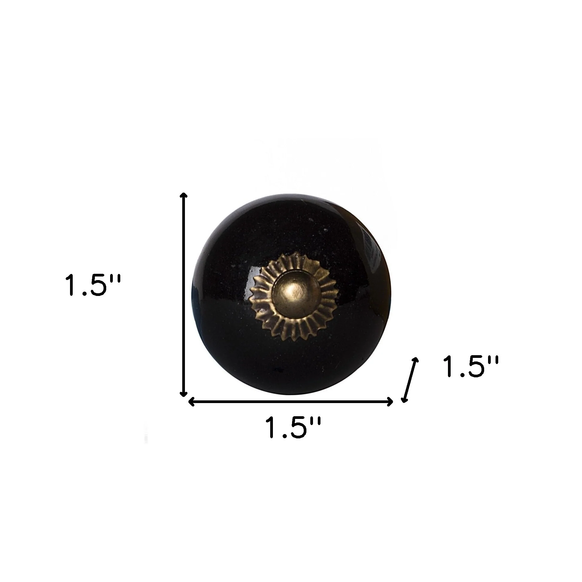 HomeRoots Set of Eight Brown And Black Ceramic And Metal Drawer Pull Knobs - 1.5' X '1.5' X '1.5