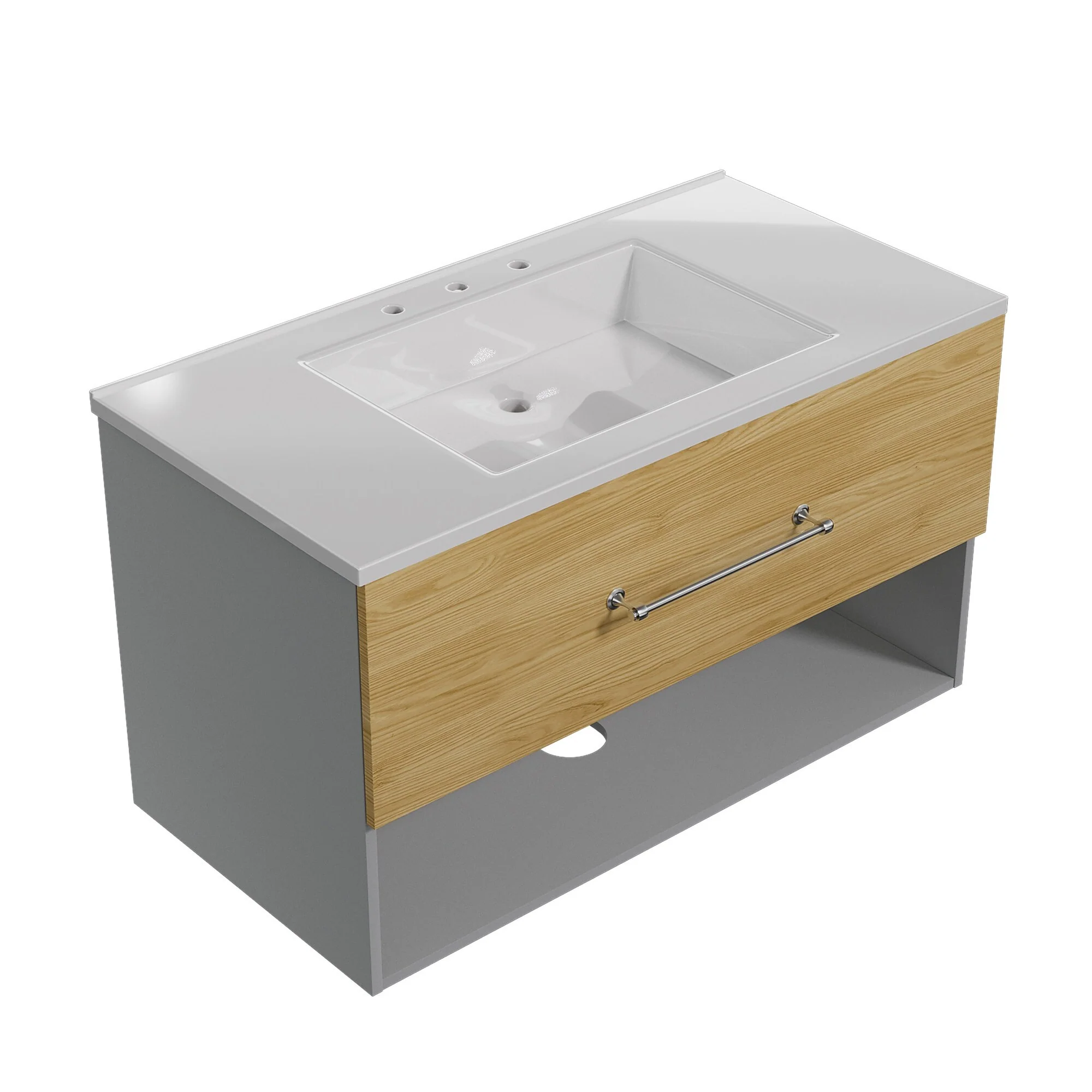 36-Inch Minimalist MDF Bathroom Vanity with Sink – Sleek and Simple Design for Modern Spaces