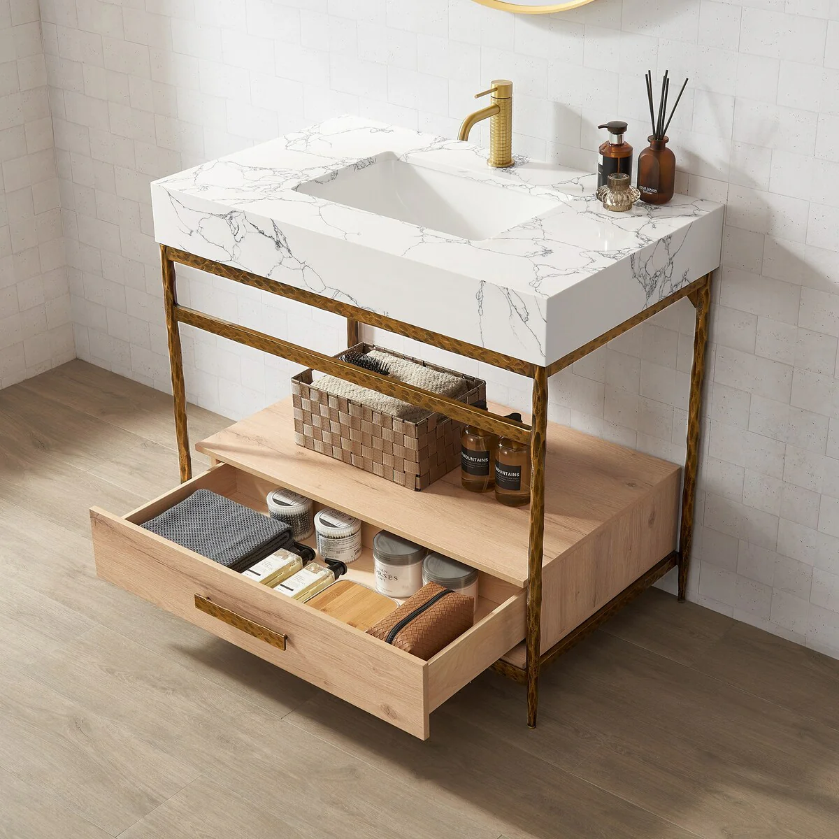 Dhaka Bath Vanity with Composite Stone Top without Mirror