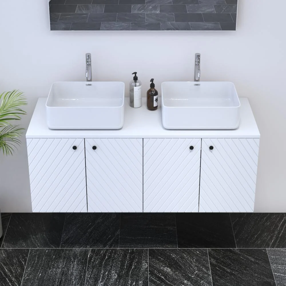 Avela 4D 120 Double Sink Floating Bathroom Vanity (48