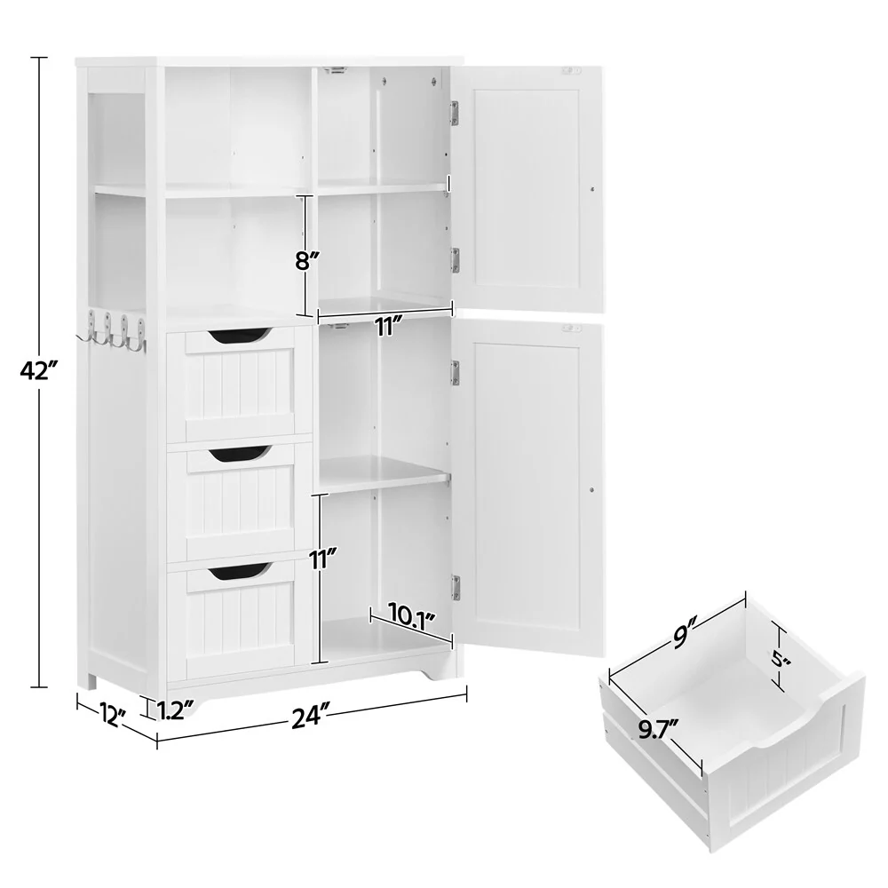 Yaheetech Bathroom Storage Cabinet With Open Compartments Freestanding Floor Cabinet, White - N/A