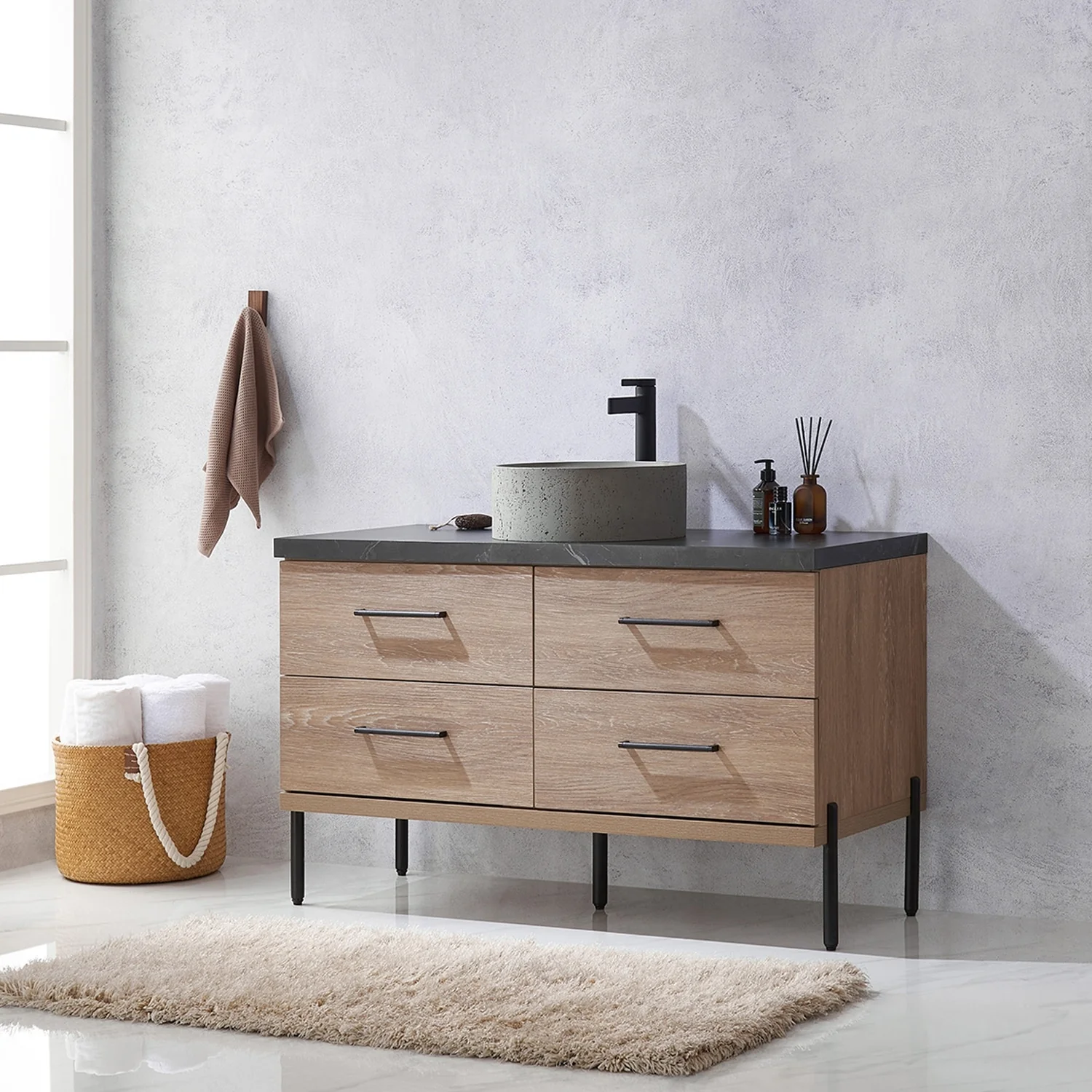 Trento Bath Vanity with Sintered Stone Top with Concrete Sink (R)