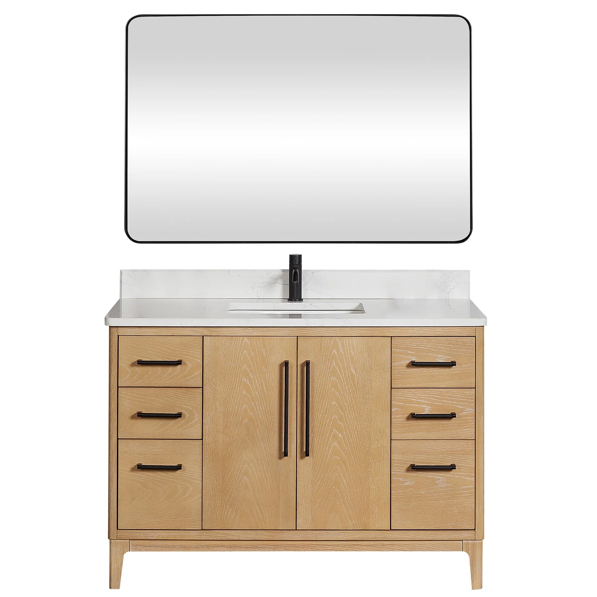 Gara Single Bath Vanity with Composite Stone Top and Mirror