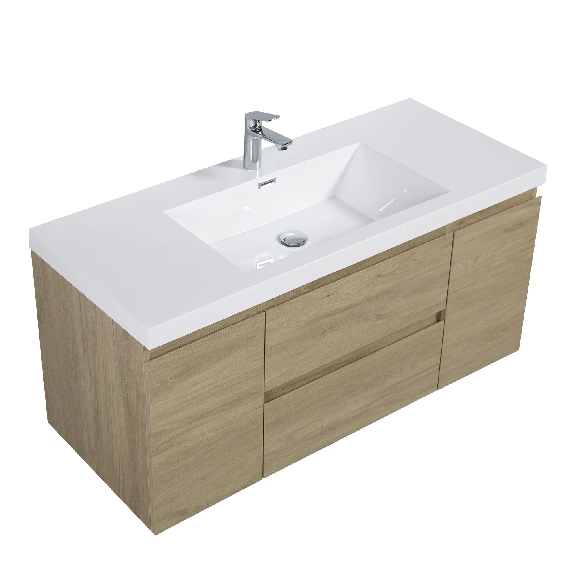 MDF Floating Bathroom Vanity with Integrated Resin Sink