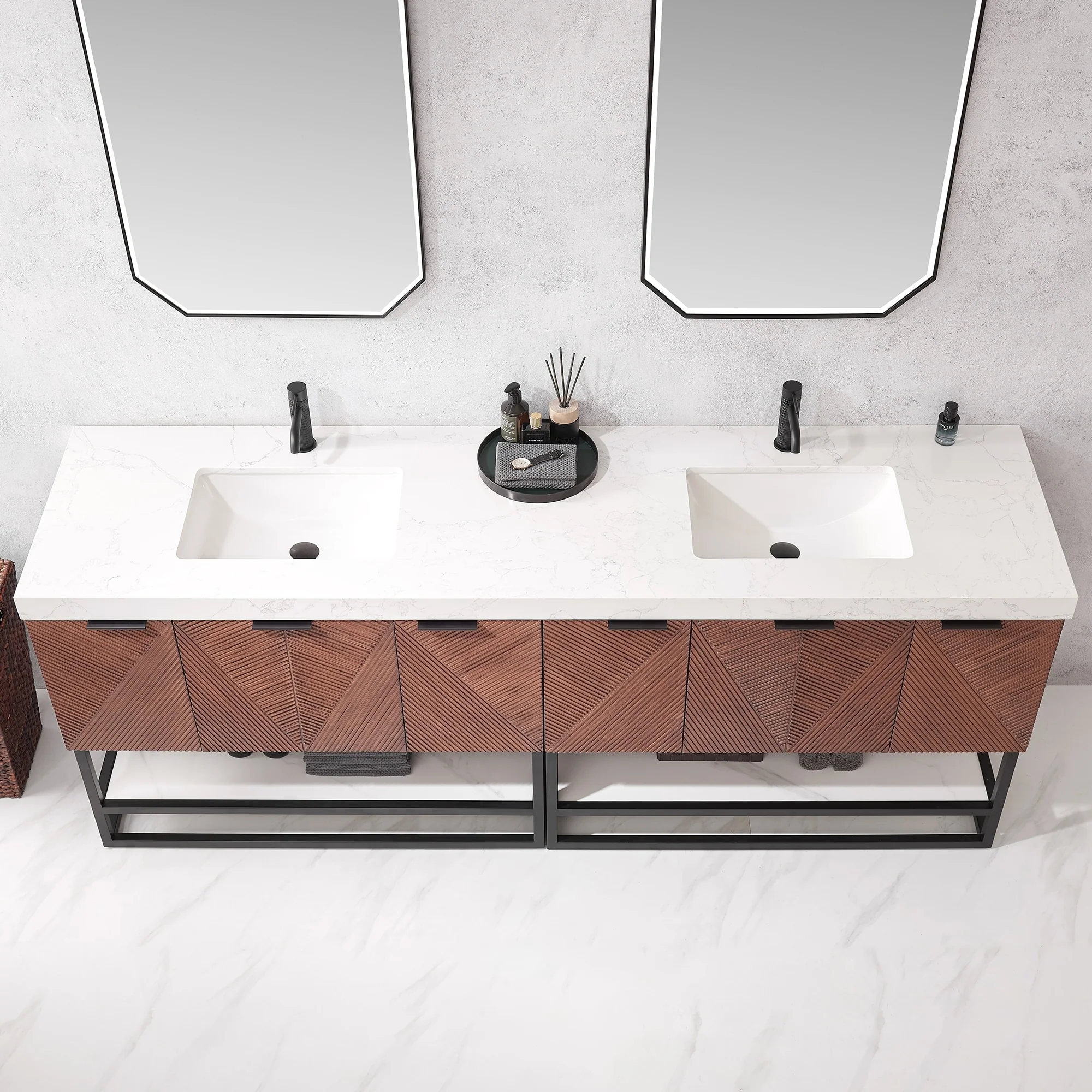 Mahon Double Bath Vanity with Composite Stone Top without Mirror