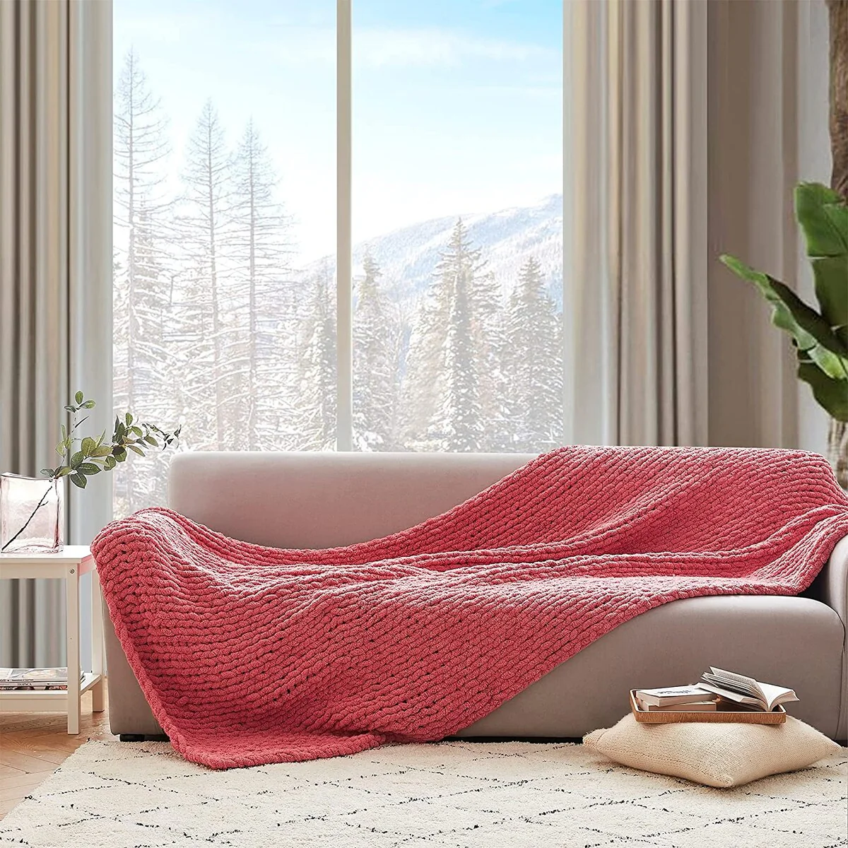 Cozy Potato® Chenille Chunky Knit Throw Blanket