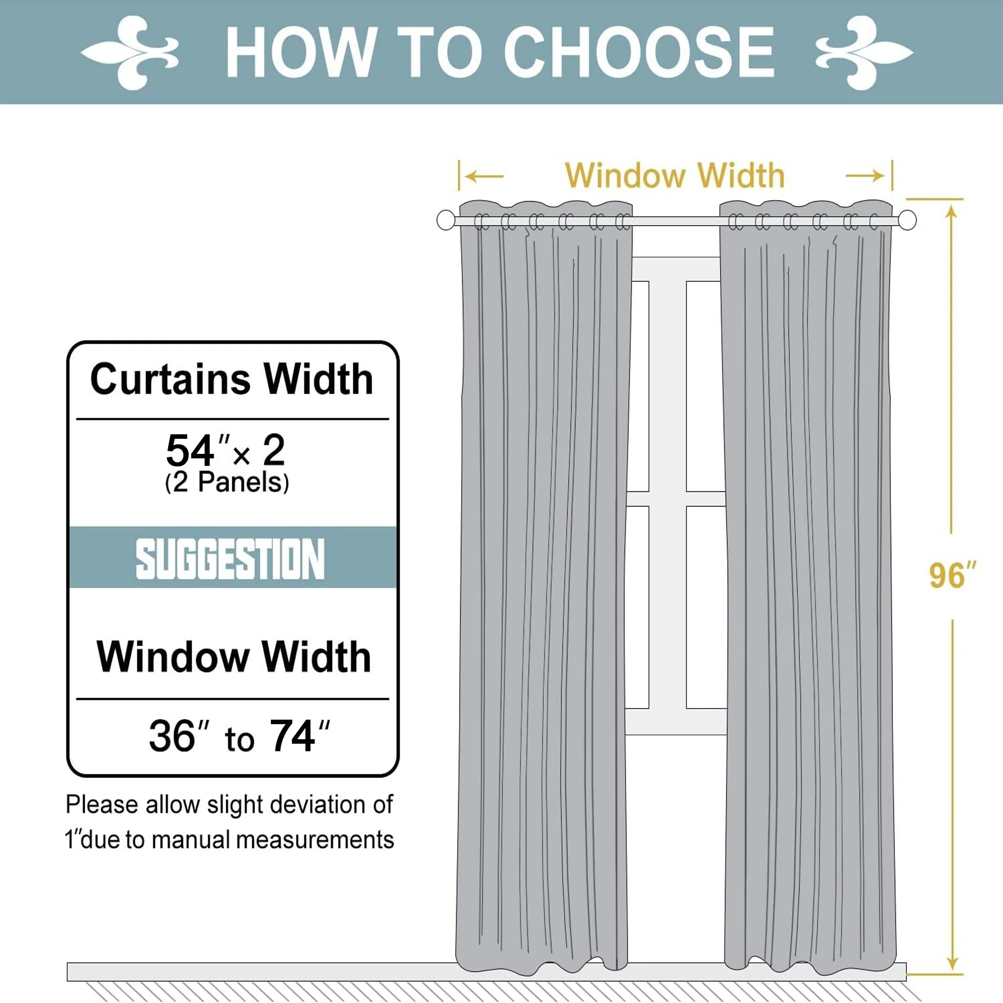 Blackout Window Panel Curtain Set (2 Panels and 2 matching Tie Backs)