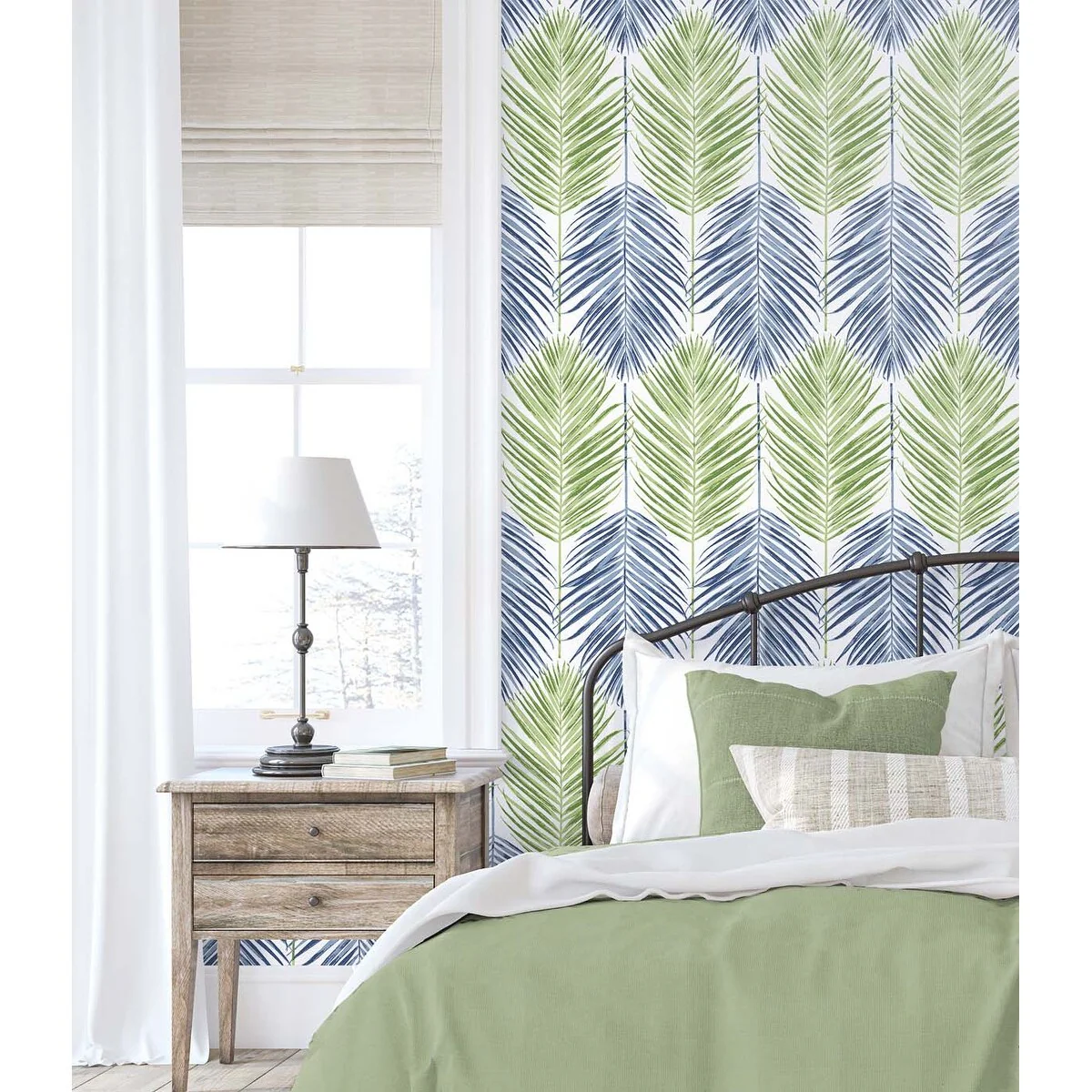 NextWall Two Toned Palm Peel and Stick Wallpaper