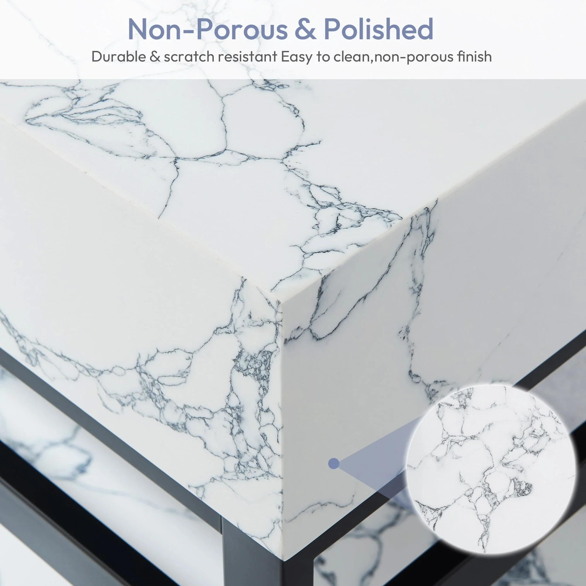 Ecija Bath Vanity, Metal Support with Composite Stone Top, no Mirror