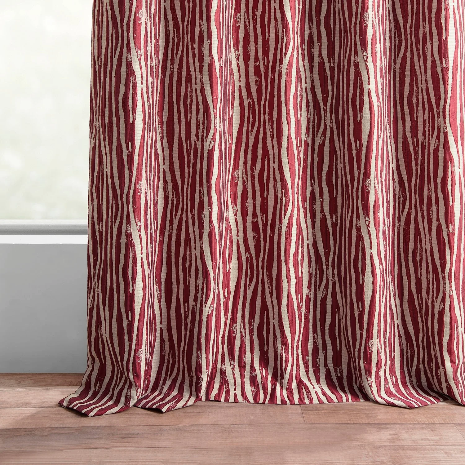 Exclusive Fabrics Jacquard Faux Silk Curtains - 1 Panel Room Darkening Curtain