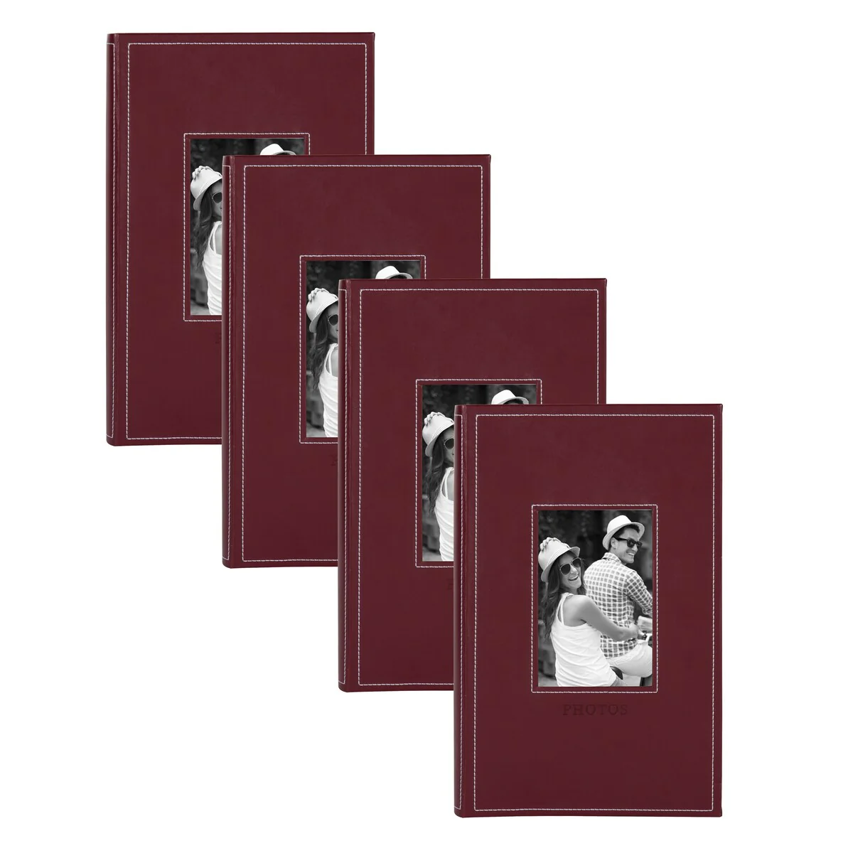 DesignOvation Debossed Black Faux Leather Photo Album (Pack of 4)