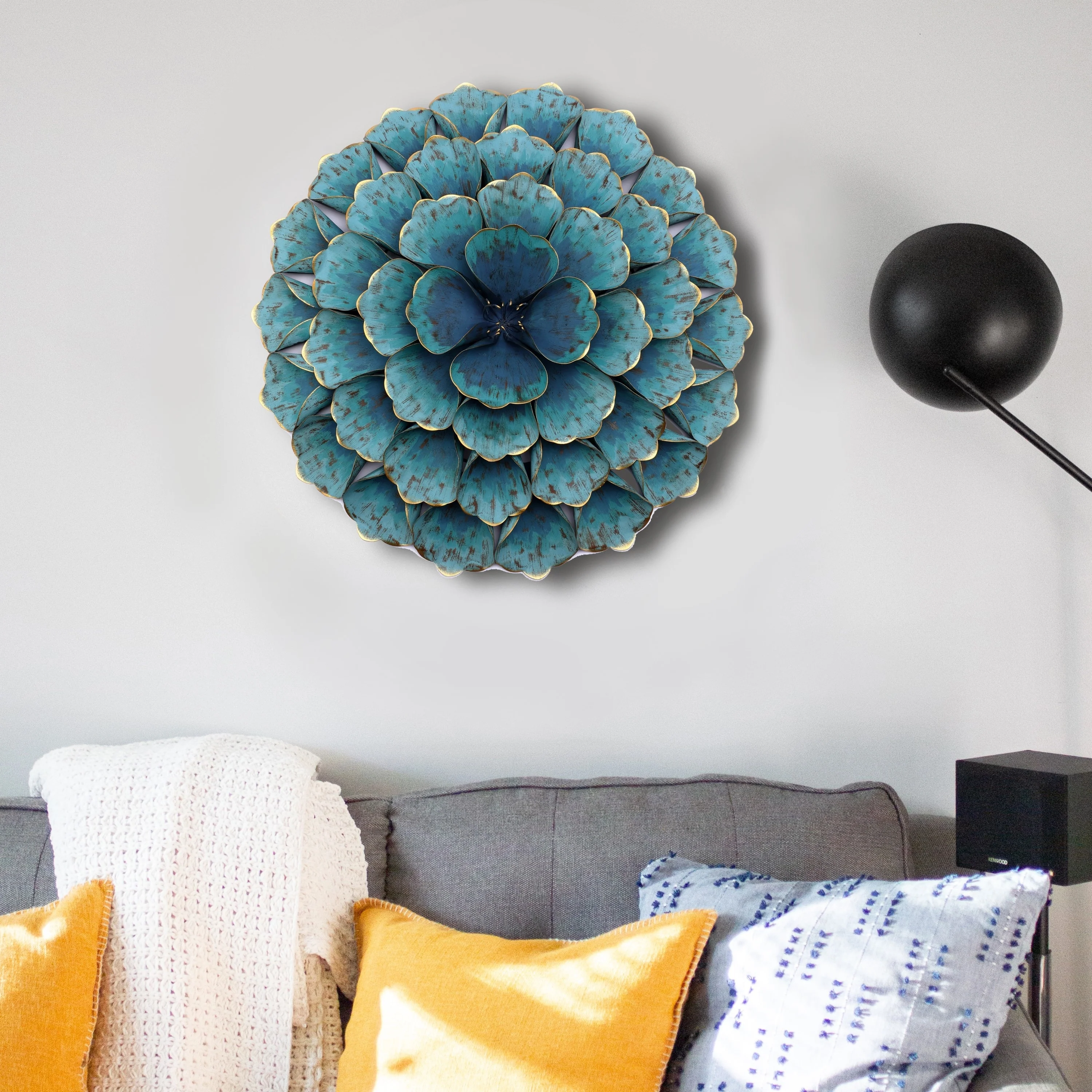 Carson Carrington Mjugg Teal Metal Flower Wall Art