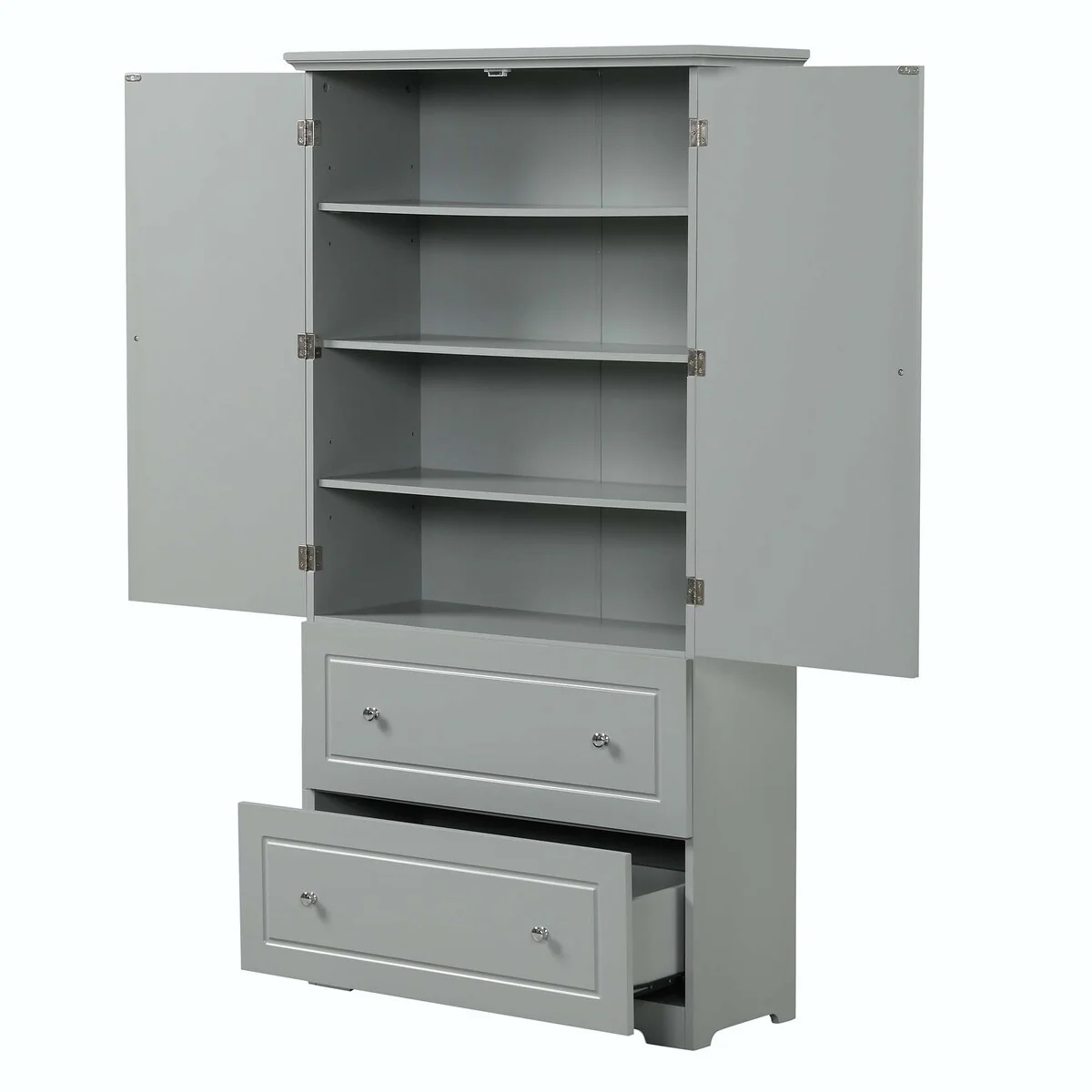 Tall Bathroom Storage Cabinet with Drawers and Adjustable Shelf