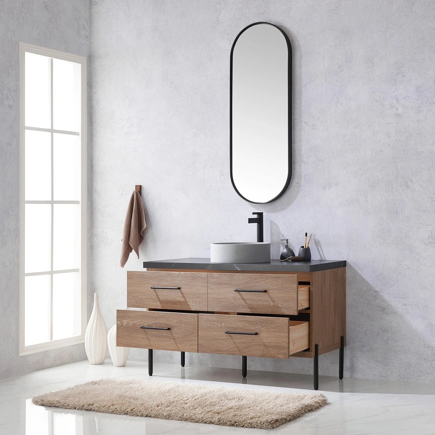 Trento Bath Vanity with Sintered Stone Top with Concrete Sink (C)