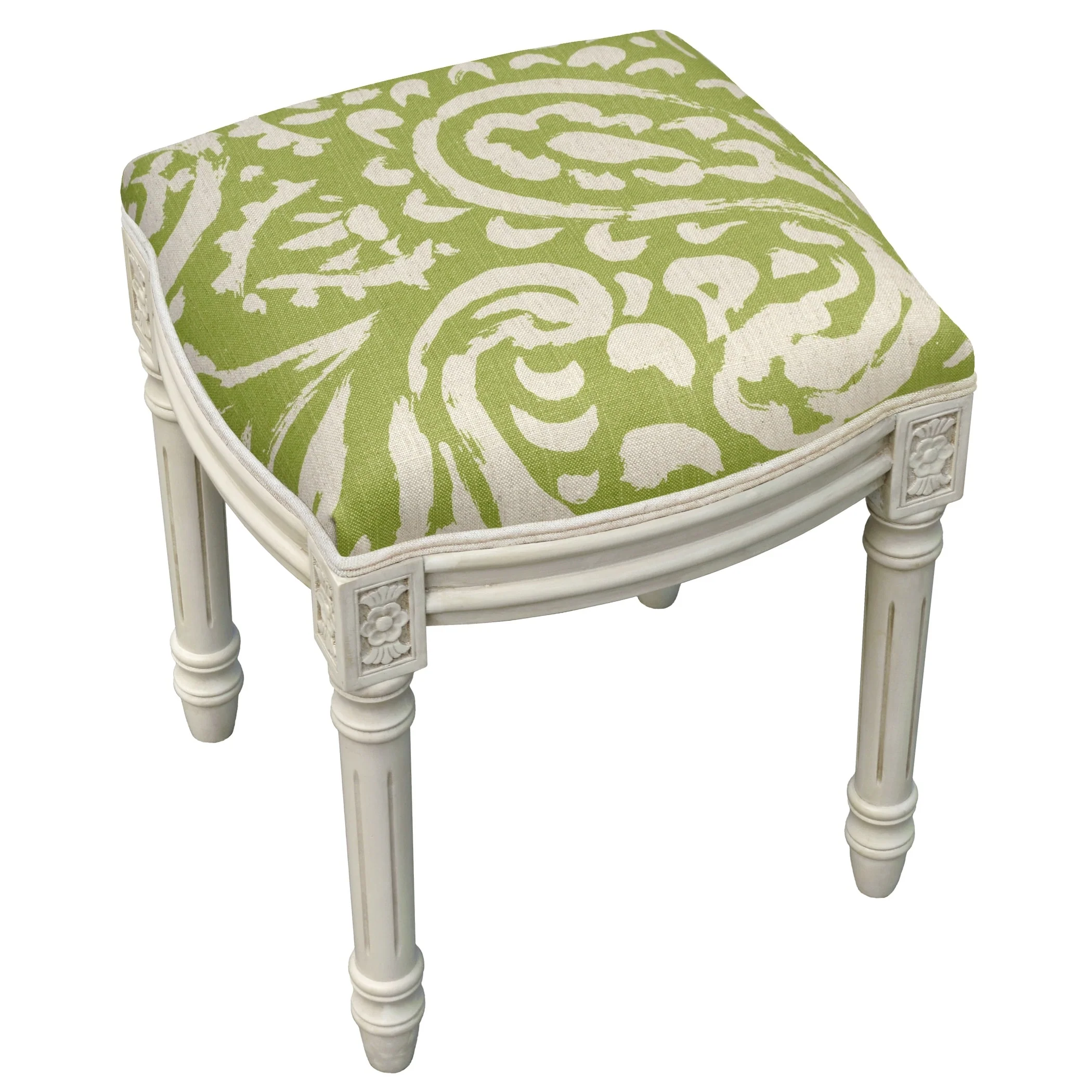 Paisley Antique White Finished Vanity Stool
