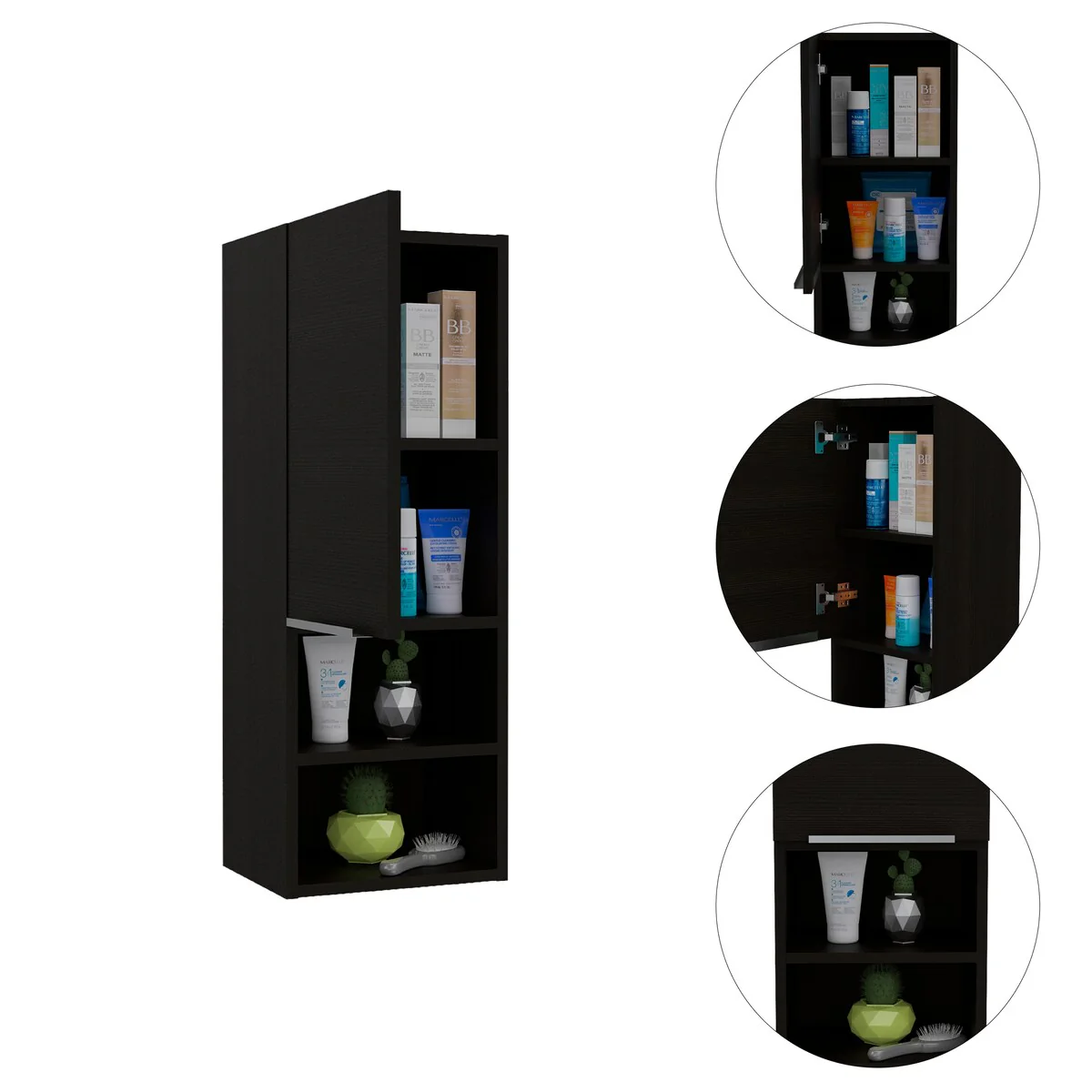 Mila Bathroom Cabinet, Two Internal Shelves, Two External Shelves, Single Door -White